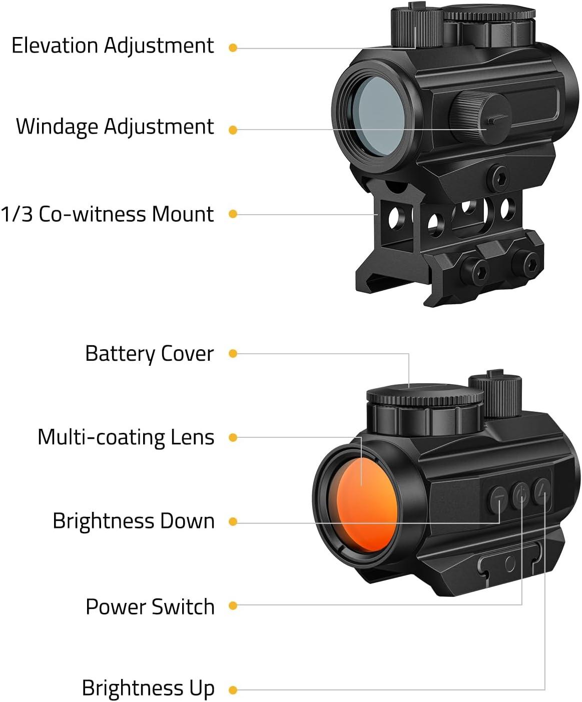 image:imageCVLIFE Motion Awake Red Dot Sight1x20mm 3MOA Compact Red Dot Optics with 10 Brightness Settings LowProfile Mount and 13 CoWitness Mount IPX7 Waterproof