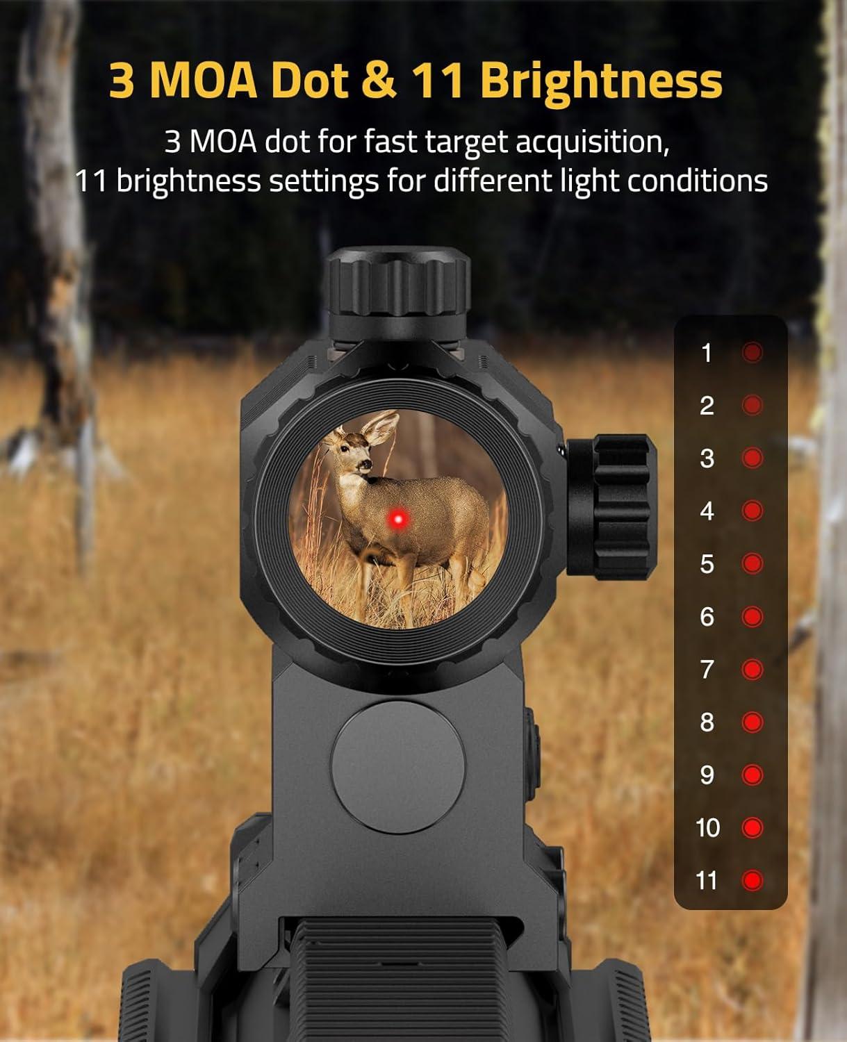image:imageCVLIFE Motion Awake Red Dot and Magnifier Combo Auto Brightness Adjustment 3 MOA Red Dot with 3X Magnifier Absolute CoWitness Optic Open Reflex Optic Sight with FliptoSide Mount