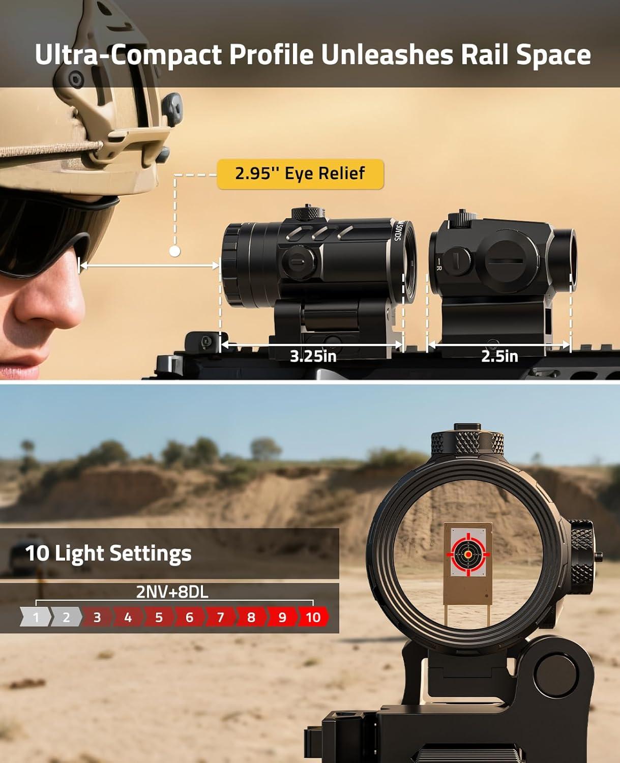 image:imageCVLIFE MultiReticle RedGreen Dot Sight amp 3X Magnifier Combo Motion Awake Compact Red Dot amp Circle with Quick Release FliptoSide Magnifier Combo Kit Optics Absolute CoWitness for 21MM PicatinnyRed 3 MOA Dot 65 MOA Circle
