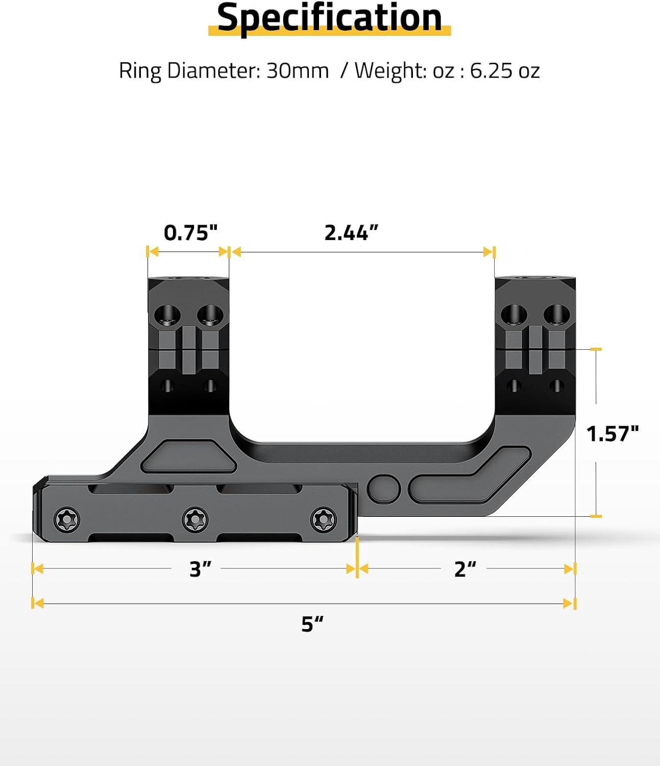image:imageCVLIFE Precision Cantilever Scope Mount Offset Dual Ring Scope Mount for Picatinny Rails One Pieces30 mm