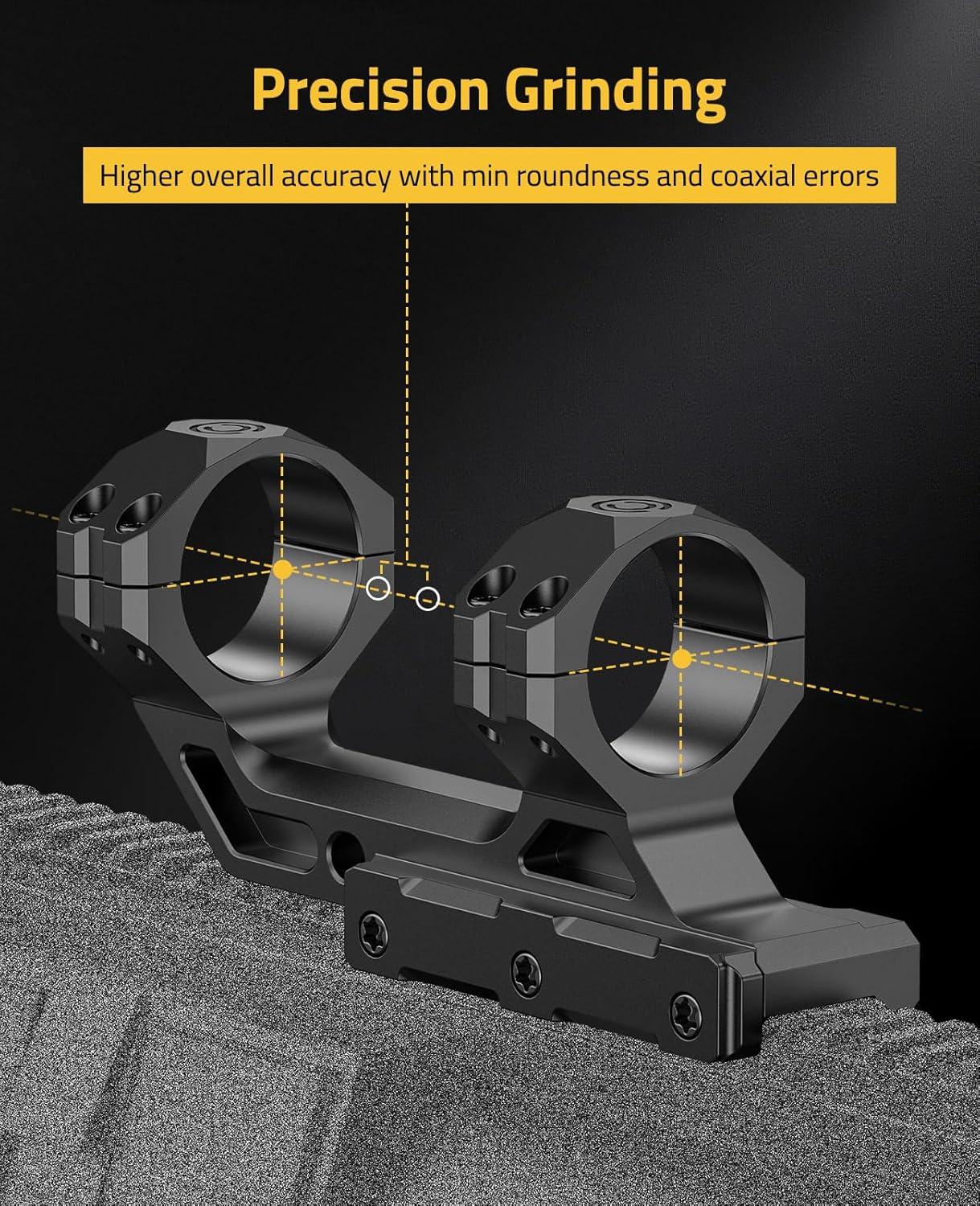 image:imageCVLIFE Precision Cantilever Scope Mount Offset Dual Ring Scope Mount for Picatinny Rails One Pieces30 mm