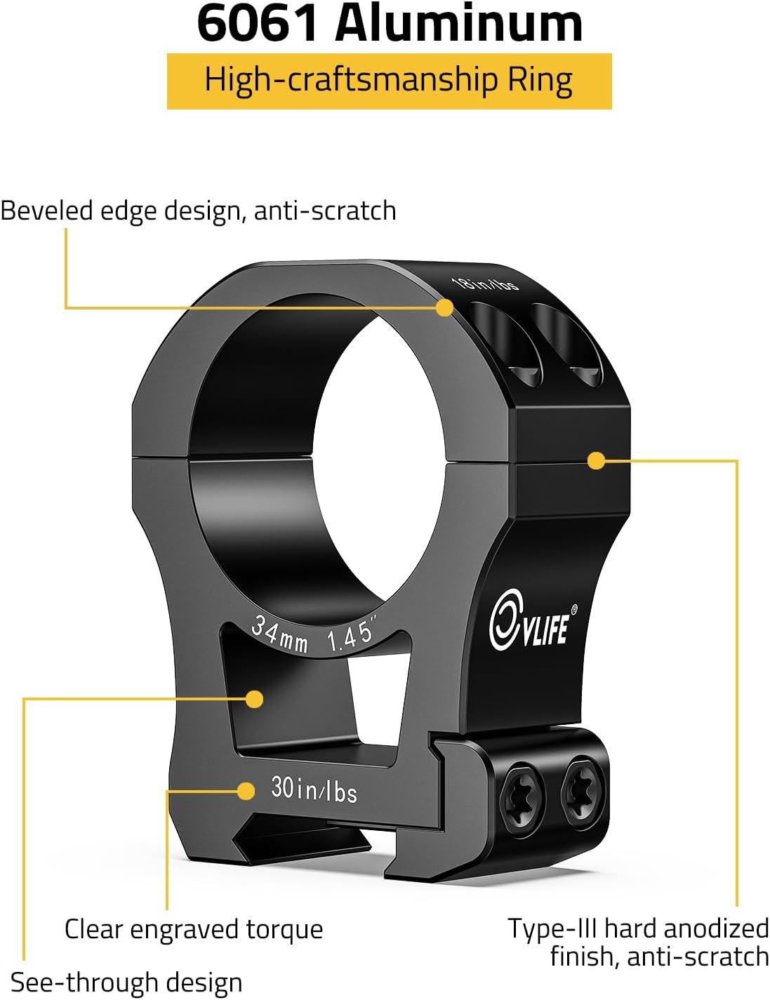 image:imageCVLIFE Precision Scope Rings Mount Compatible with Picatinny Rails and More 2 PiecesHigh
