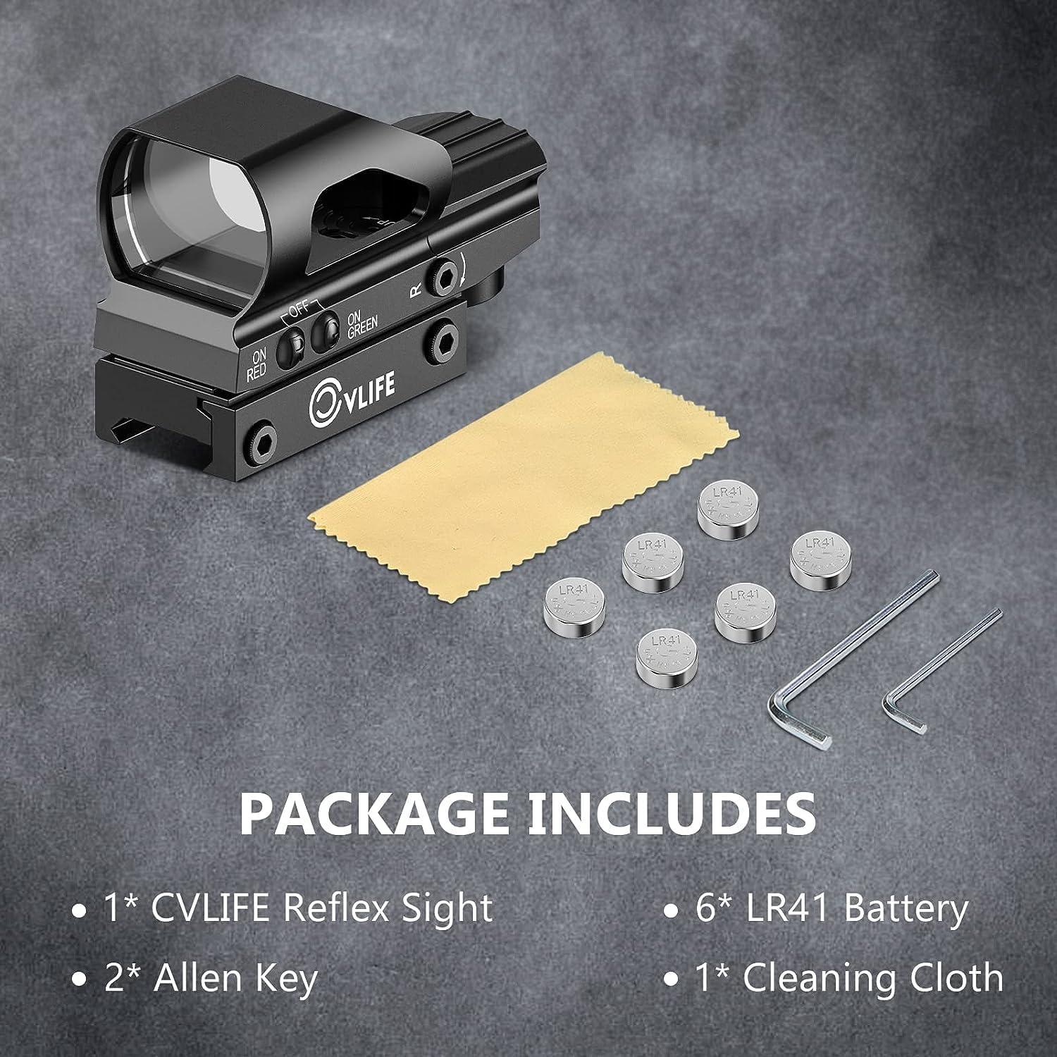 image:imageCVLIFE Red Green Dot Sight 4 Adjustable Reticle Reflex Sight 9 Brightness Setting Holographic Sight for 20mm Rail Mount