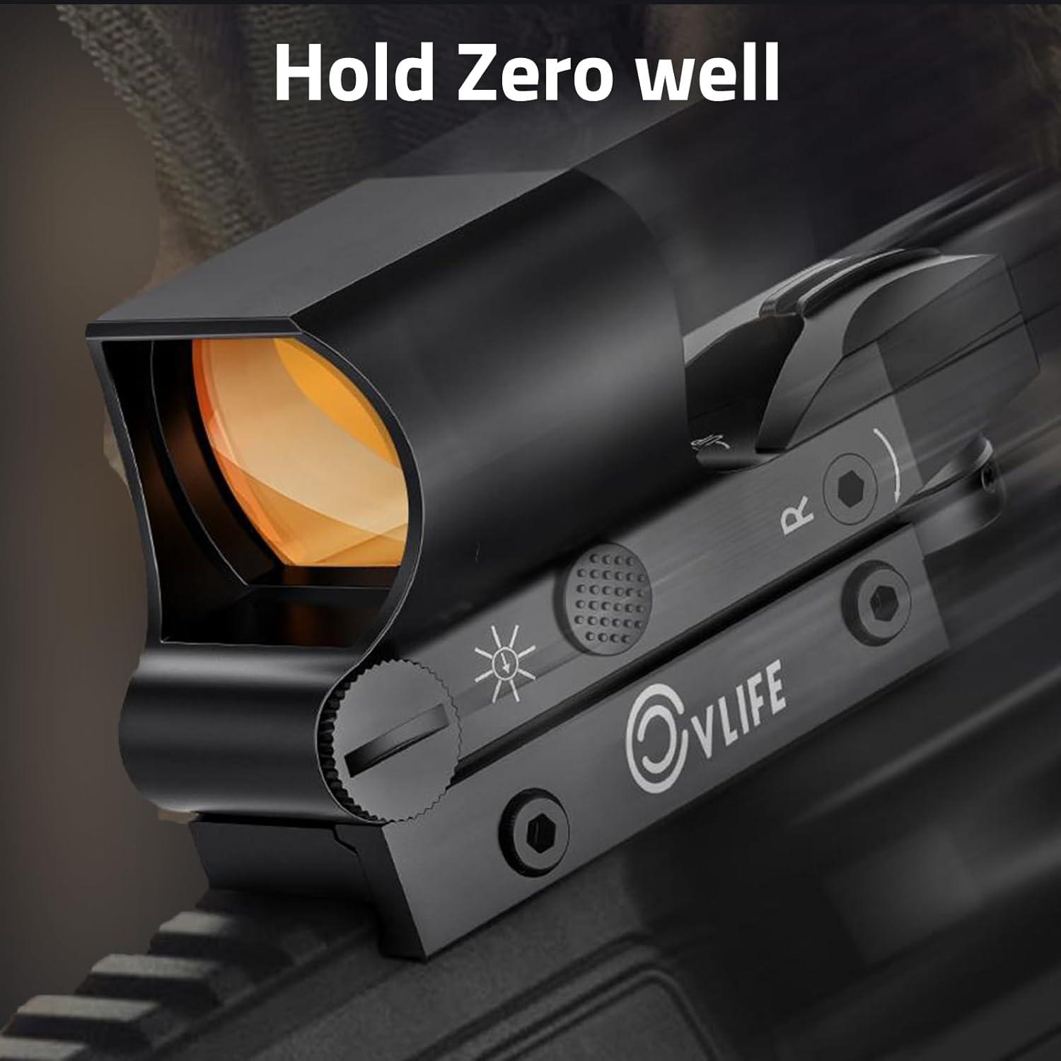 image:imageCVLIFE Reflex Sight 1x28x40mm Red Dot Sight 4 Adjustable Reticles Sight for 20mm Picatinny Rail Red Dot Optics Absolute CoWitnessBlack