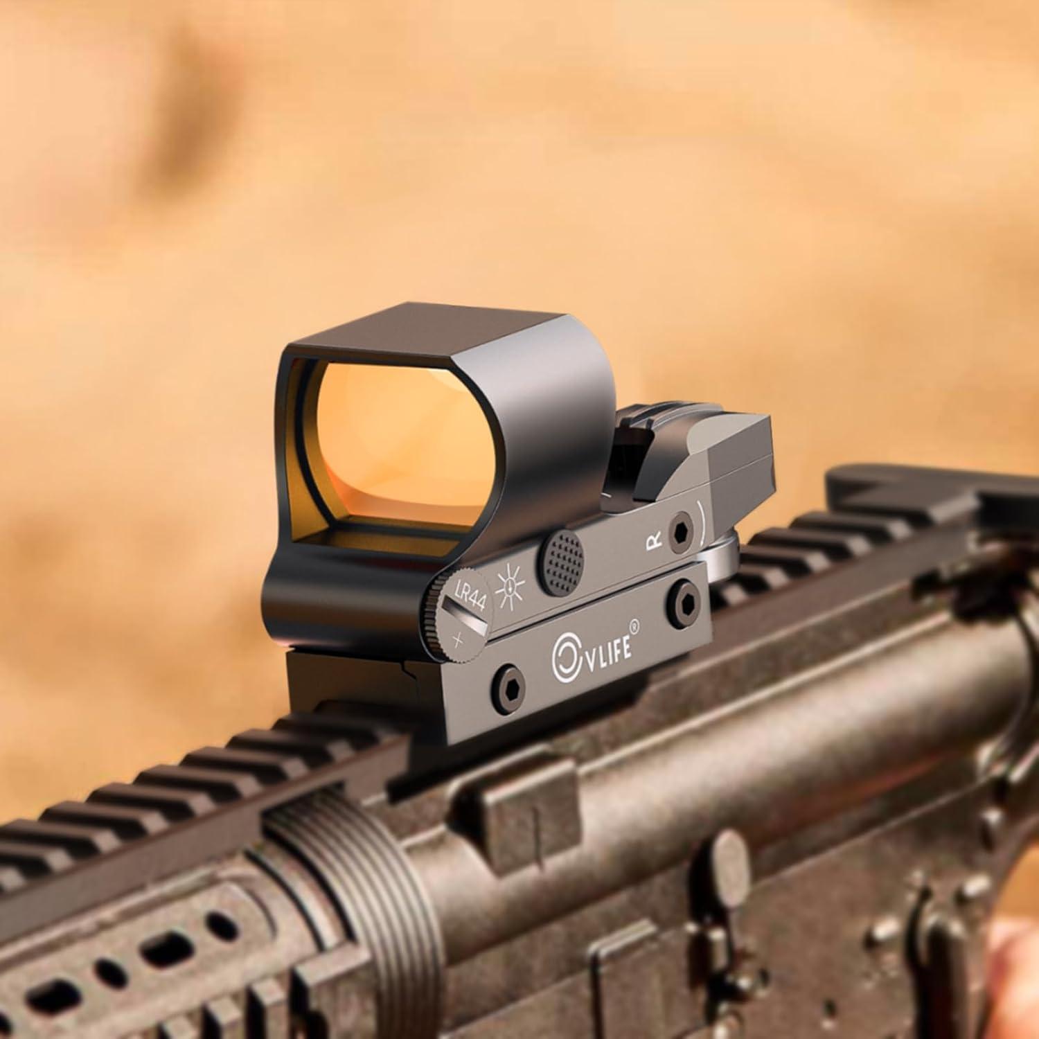 image:imageCVLIFE Reflex Sight 1x28x40mm Red Dot Sight 4 Adjustable Reticles Sight for 20mm Picatinny Rail Red Dot Optics Absolute CoWitnessSilver