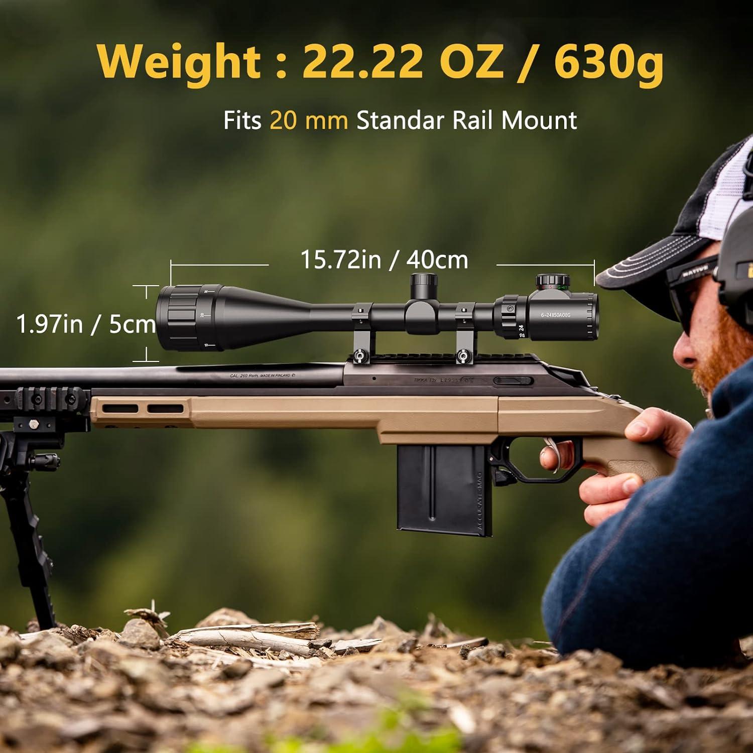 image:imageCVLIFE Rifle Scope 624x50 AO Red and Green Illuminated Long Range Scope for Hunting with Scope RingsBlue