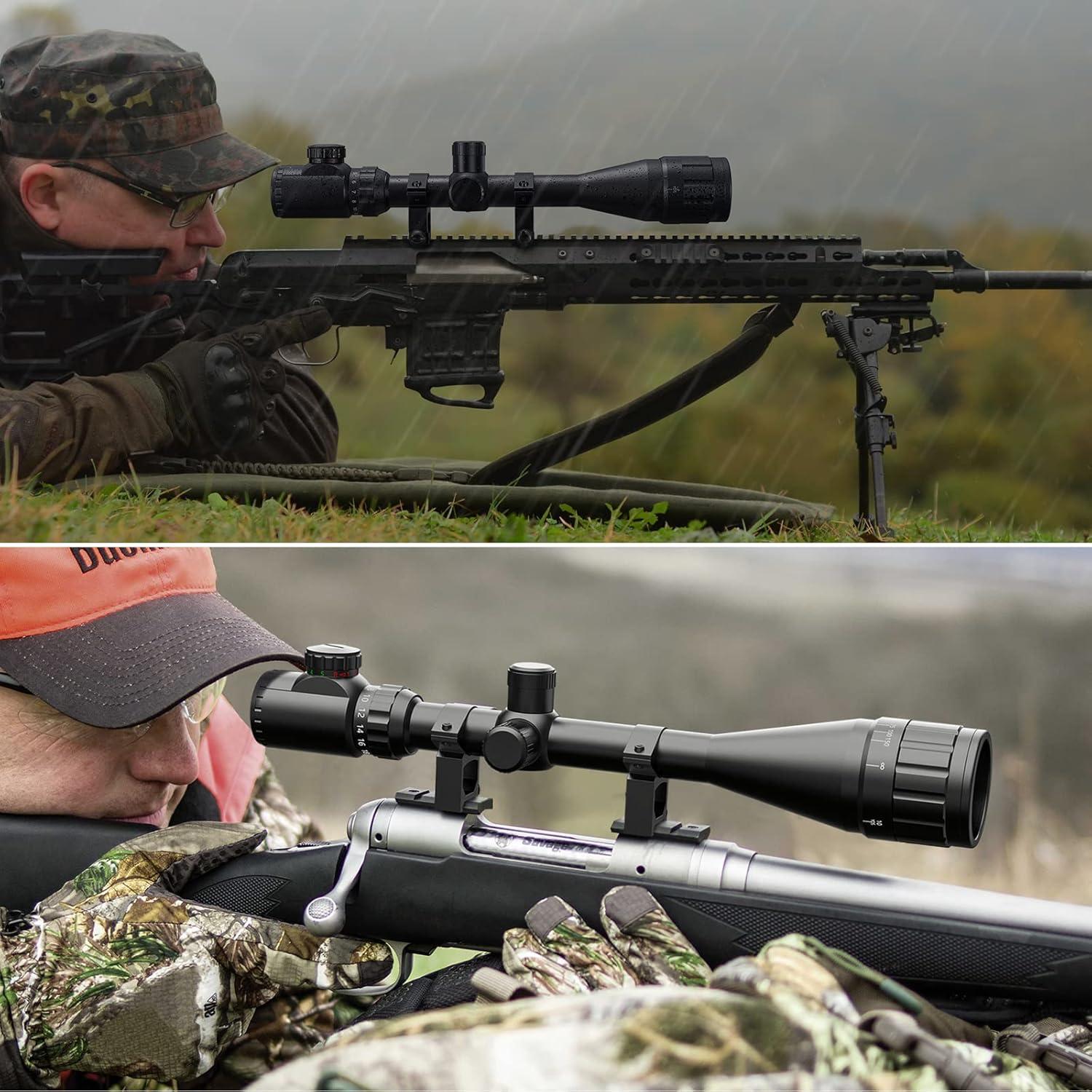 image:imageCVLIFE Rifle Scope 624x50 AO Red and Green Illuminated Long Range Scope for Hunting with Scope RingsGreen