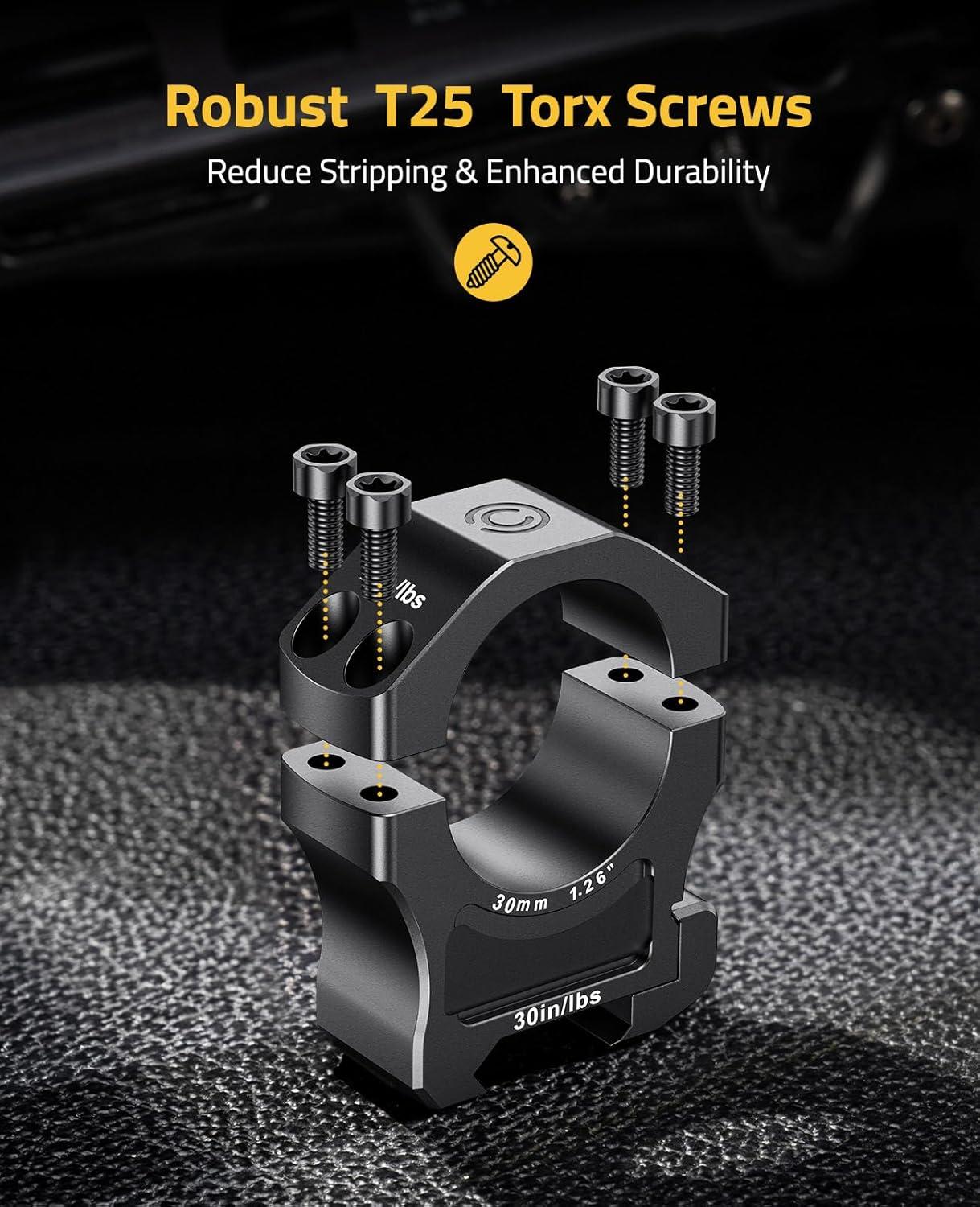 image:imageCVLIFE Scope Rings Mount 7075 Aluminum Precision Scope Rings for Picatinny Rails 2 PiecesHigh