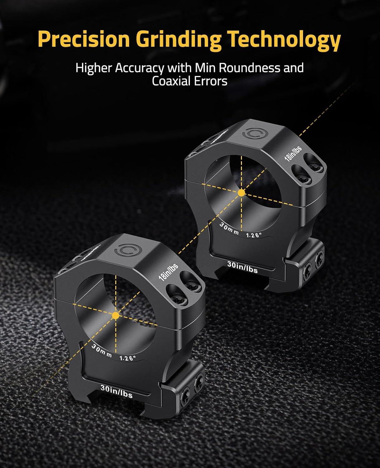 image:imageCVLIFE Scope Rings Mount 7075 Aluminum Precision Scope Rings for Picatinny Rails 2 PiecesHigh