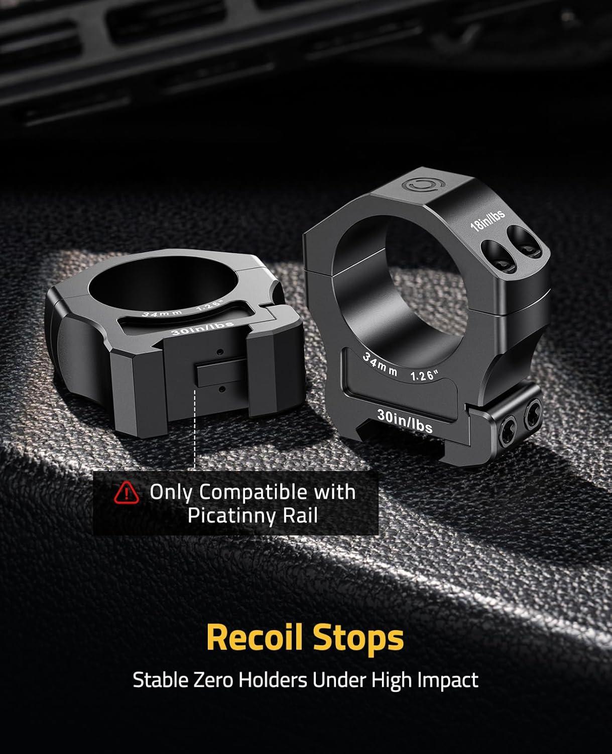 image:imageCVLIFE Scope Rings Mount 7075 Aluminum Precision Scope Rings for Picatinny Rails 2 PiecesMedium