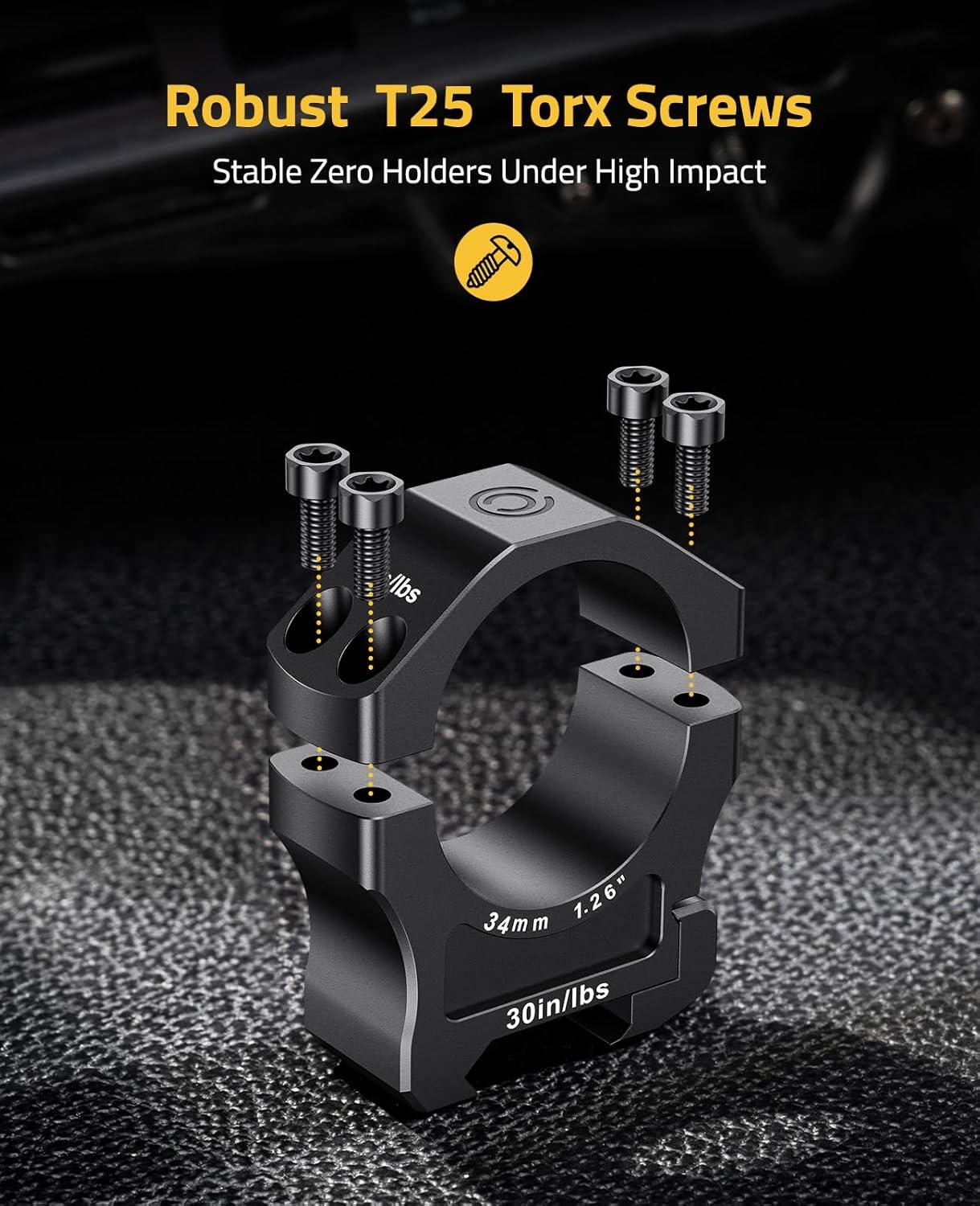 image:imageCVLIFE Scope Rings Mount 7075 Aluminum Precision Scope Rings for Picatinny Rails 2 PiecesMedium