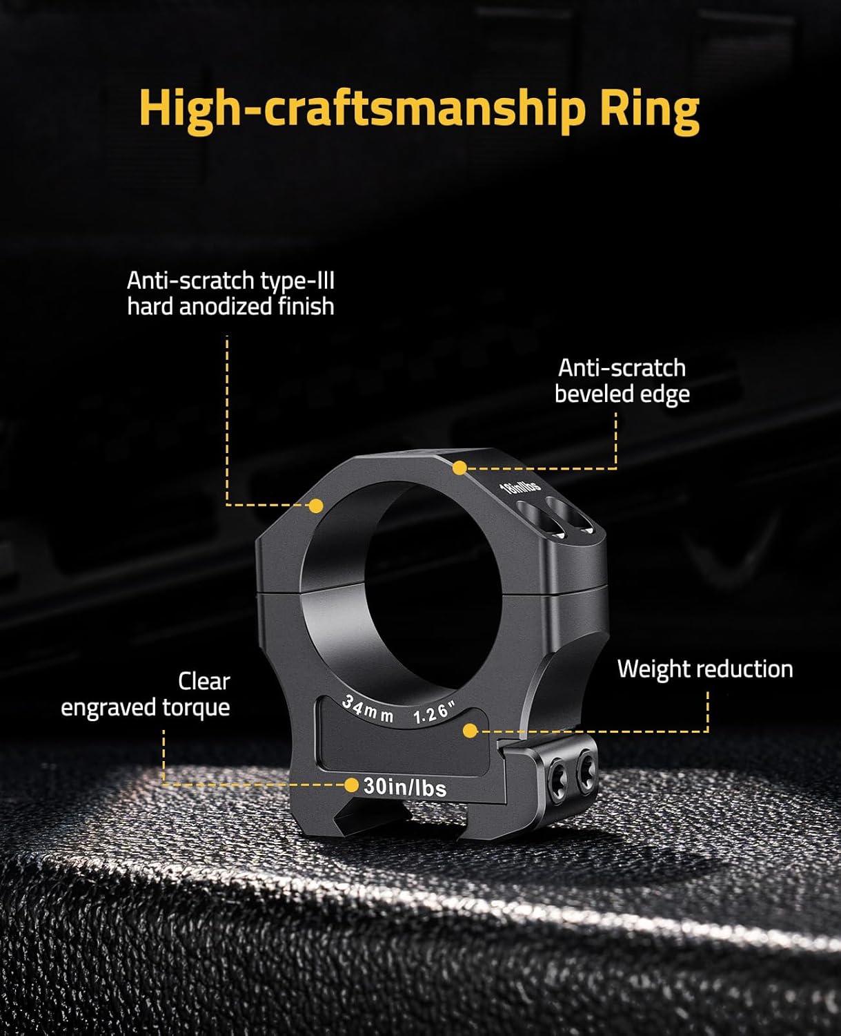 image:imageCVLIFE Scope Rings Mount 7075 Aluminum Precision Scope Rings for Picatinny Rails 2 PiecesMedium