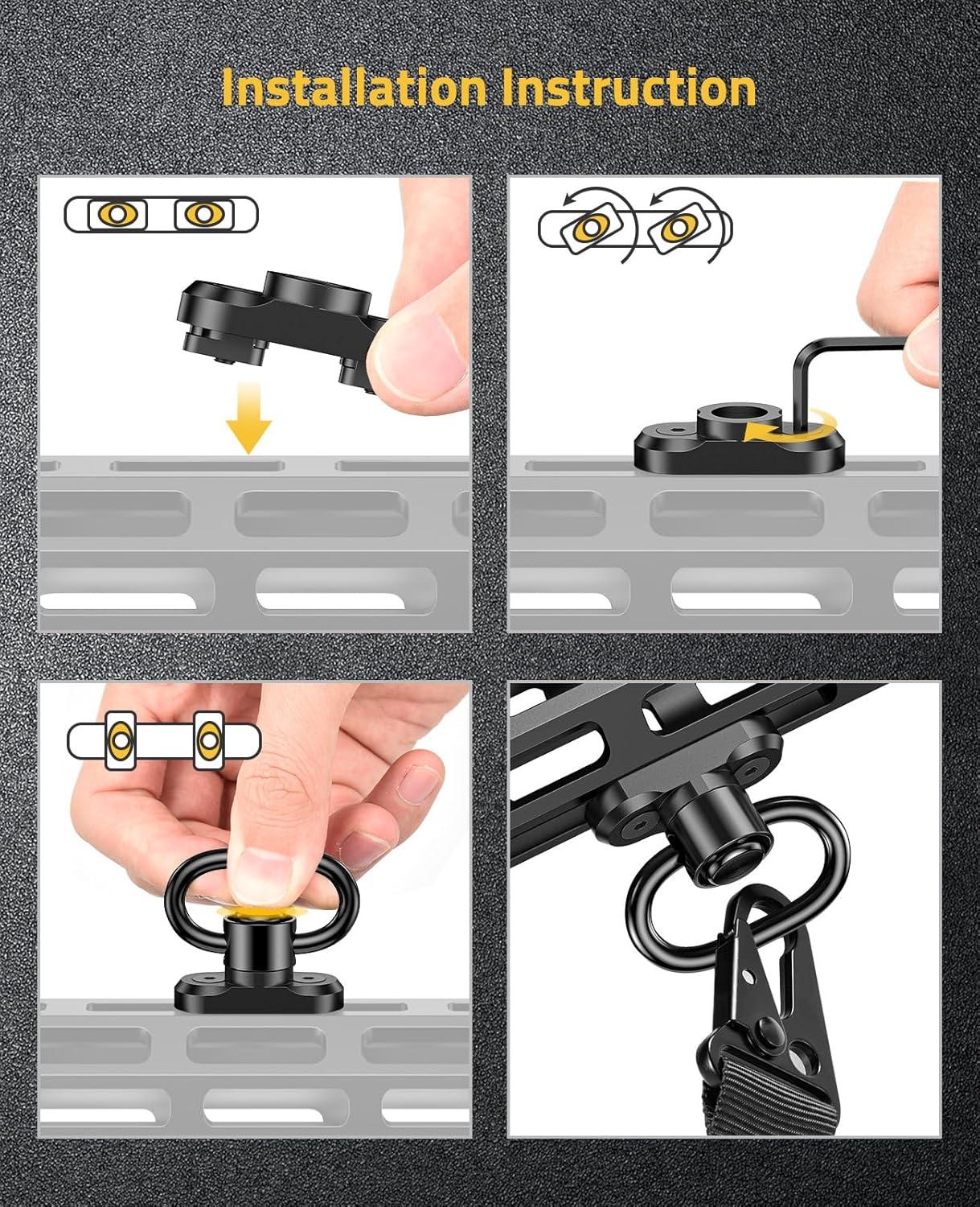 image:imageCVLIFE Sling Swivel Mount 125 Traditional Sling Mount for Two Point Sling1 Pack 360 Rotation