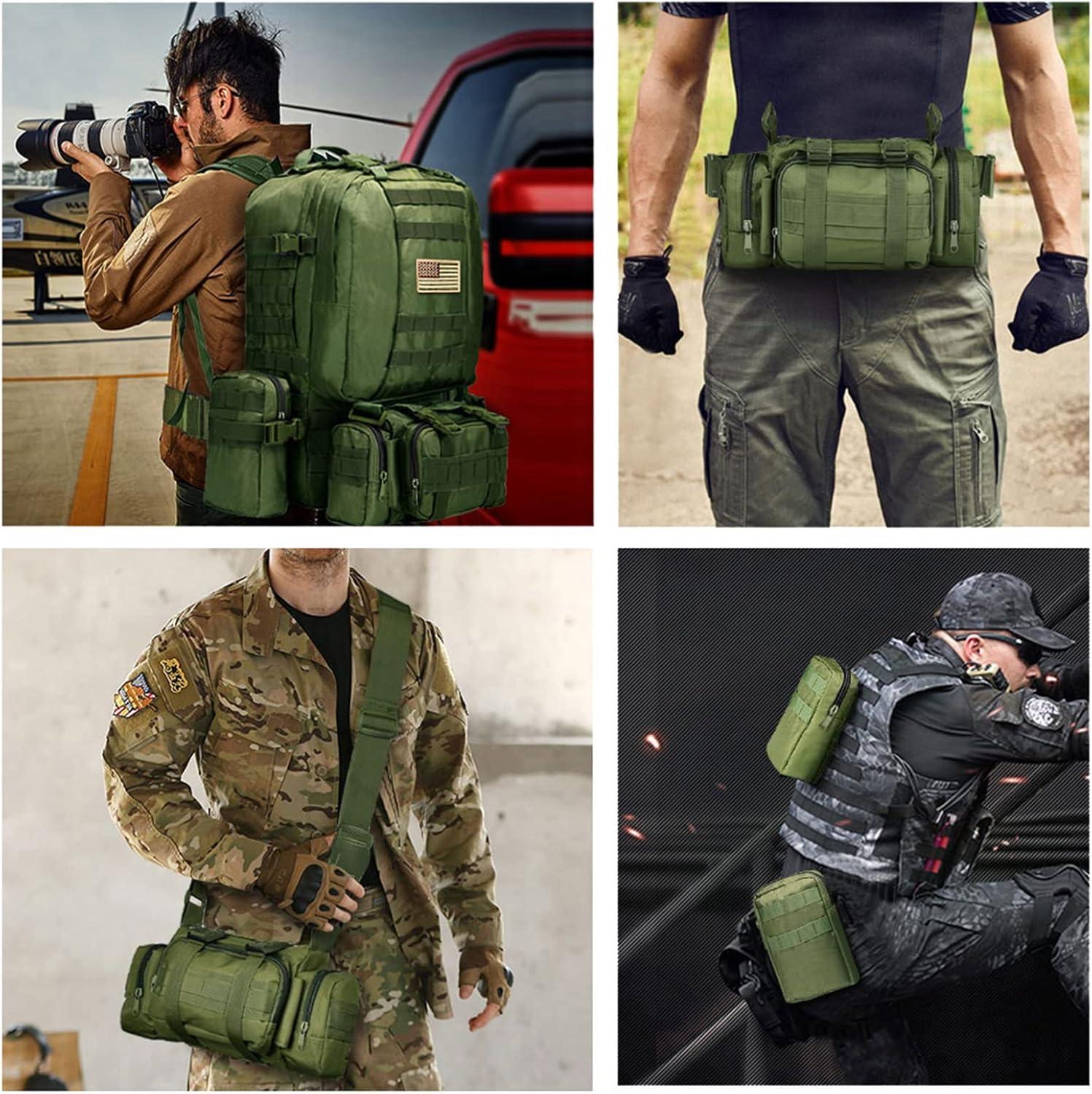 image:imageCVLIFE Tactical Backpack Military Army Rucksack 60L Large Assault Pack Detachable Molle Bag06army Green With Patch