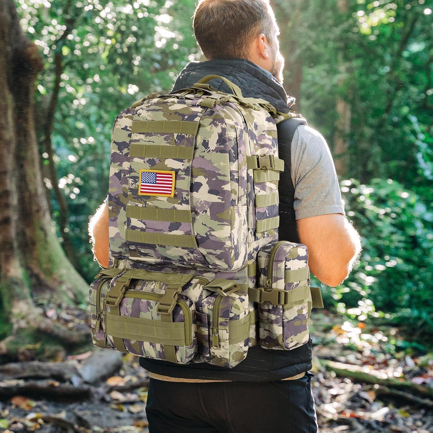 image:imageCVLIFE Tactical Backpack Military Army Rucksack 60L Large Assault Pack Detachable Molle BagAuriclash