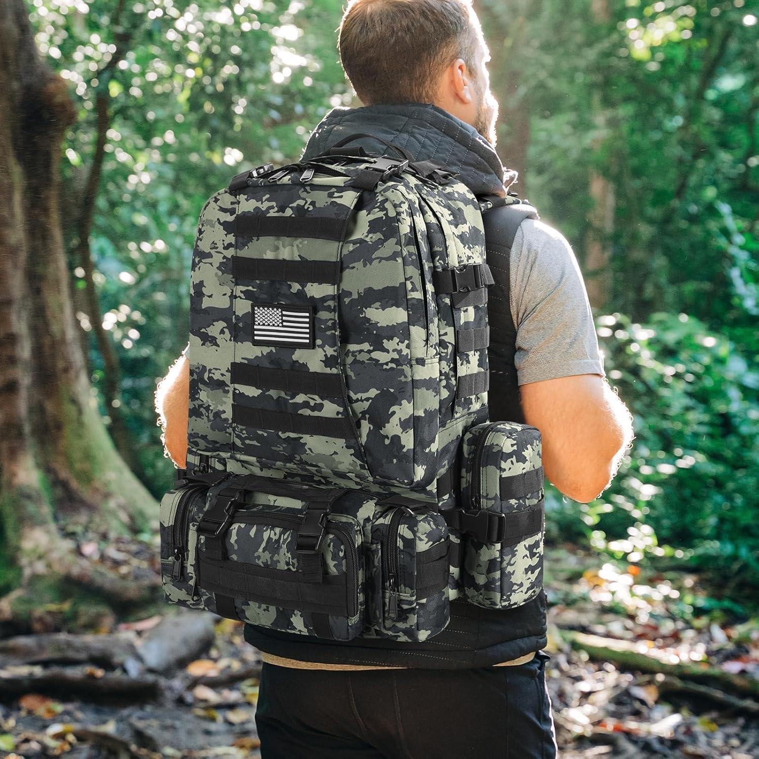 image:imageCVLIFE Tactical Backpack Military Army Rucksack 60L Large Assault Pack Detachable Molle BagShadowstand