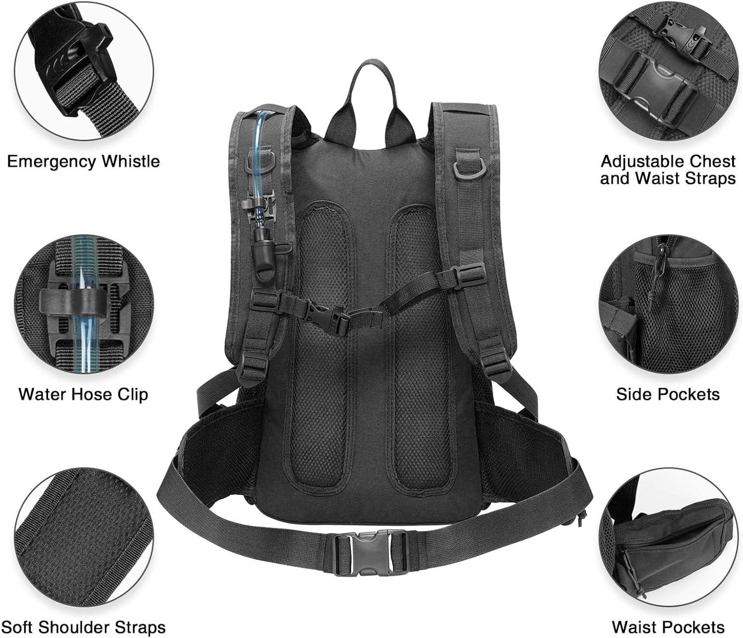 image:imageCVLIFE Tactical Hydration Backpack with 3L TPU Water Bladder 22L Hiking Backpack for Men Women Heavy Duty Molle Water Backpack with Multiple Compartments for Cycling Running Hunting CampingBlack