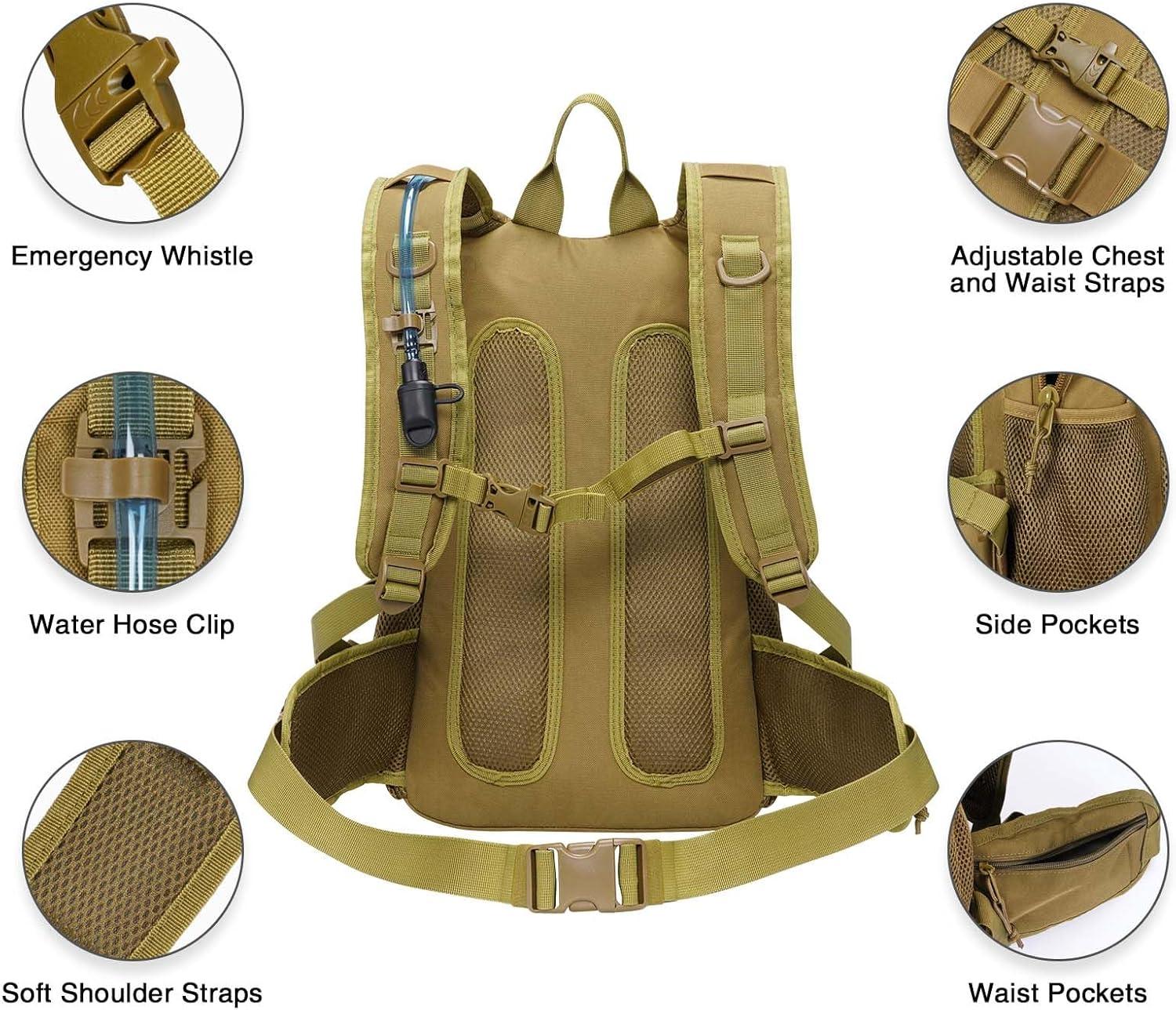 image:imageCVLIFE Tactical Hydration Backpack with 3L TPU Water Bladder 22L Hiking Backpack for Men Women Heavy Duty Molle Water Backpack with Multiple Compartments for Cycling Running Hunting CampingKhaki