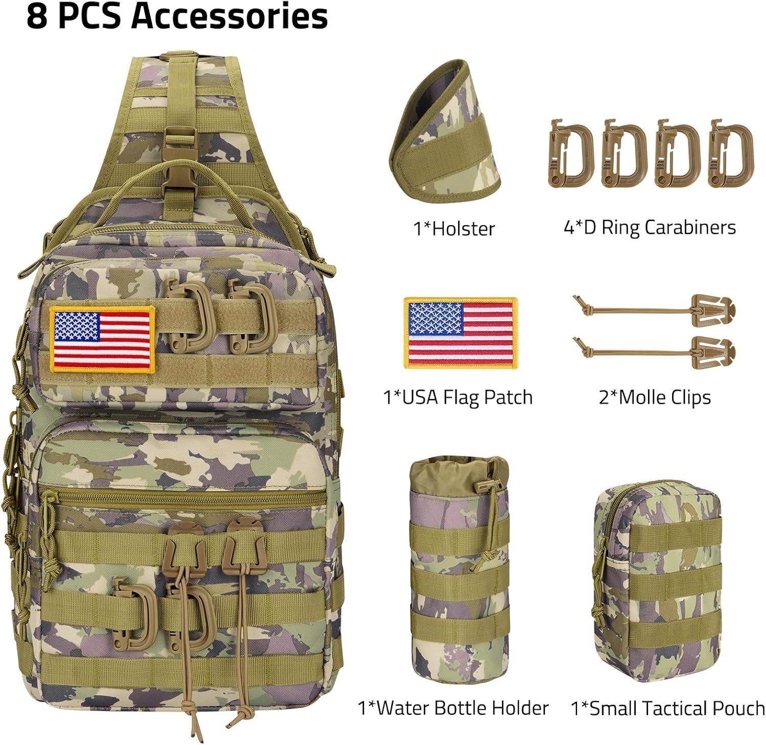 image:imageCVLIFE Tactical Sling Bag Backpack for Men Military Shoulder Sling Bag Molle Army Assault Detachable Tactical Bag with Bottle Holder Concealed Carry Daily Day Pack Work Bag for EDC Hiking KhakiAuriclash