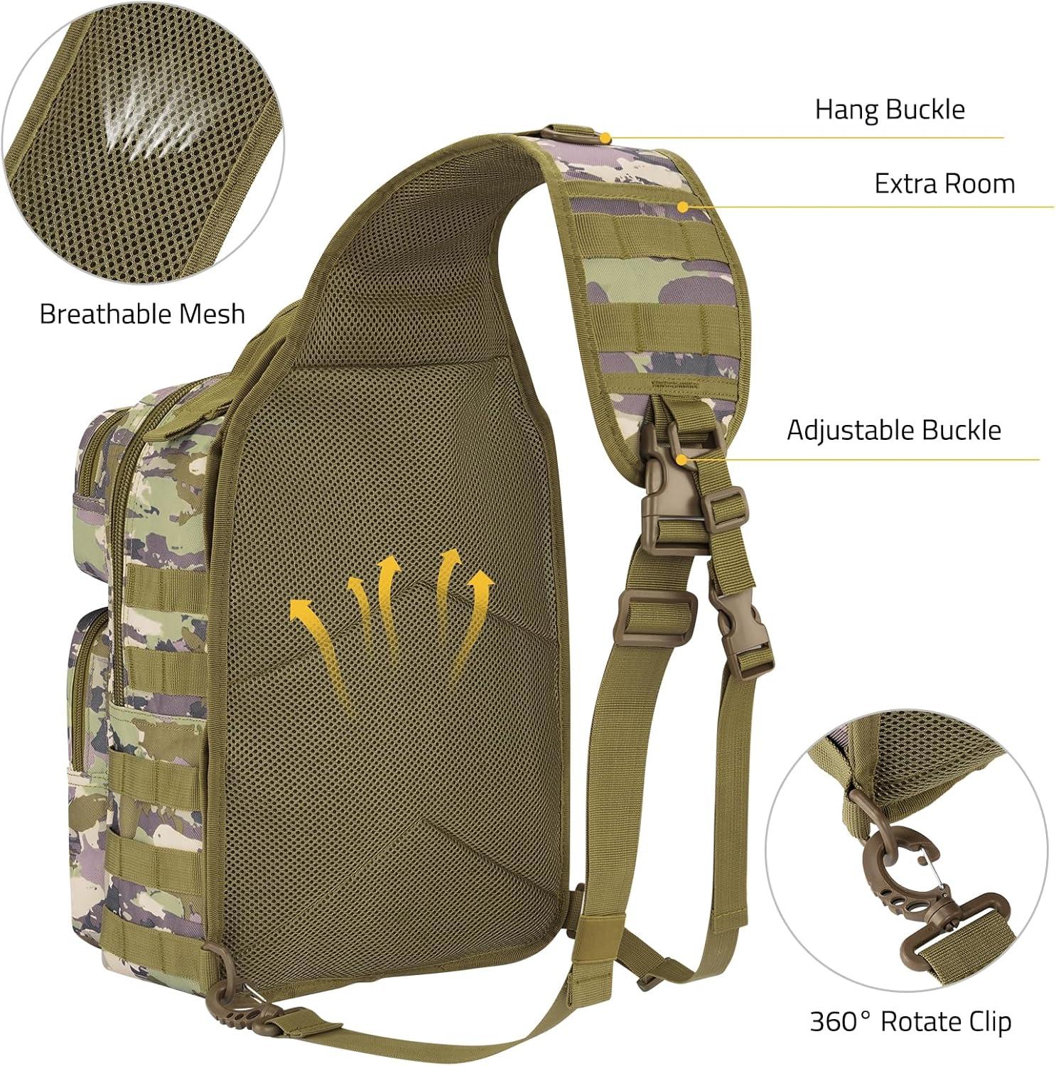 image:imageCVLIFE Tactical Sling Bag Backpack for Men Military Shoulder Sling Bag Molle Army Assault Detachable Tactical Bag with Bottle Holder Concealed Carry Daily Day Pack Work Bag for EDC Hiking KhakiAuriclash