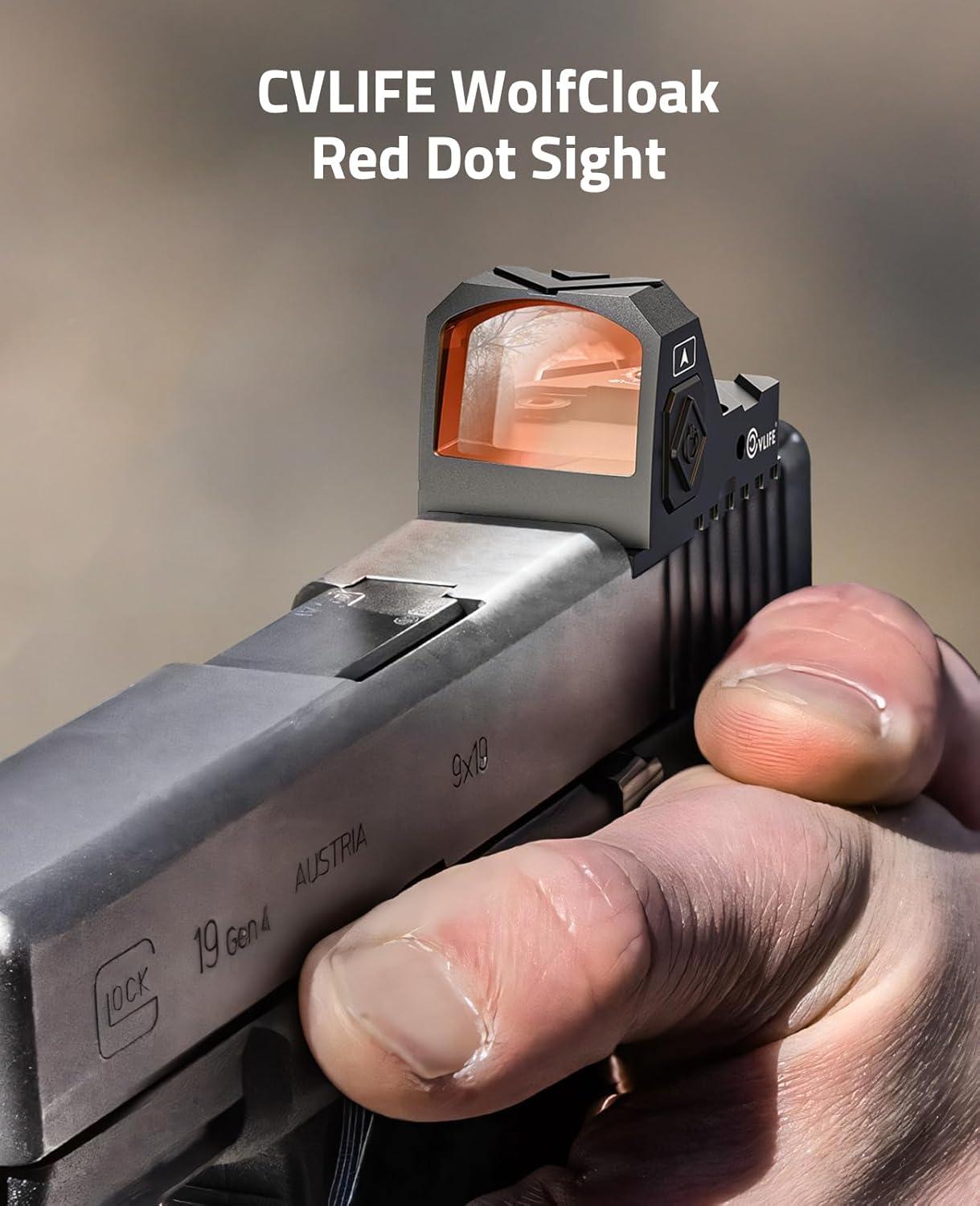 image:imageCVLIFE WolfCloak Motion Awake 2MOA RedGreen Dot Scope for RMR Cut Footprint Shockproof and Waterproof Red Dot Sight Open Reflex Optics with Adapter Plate for MOS and 21mm Picatinny BaseRed Dot