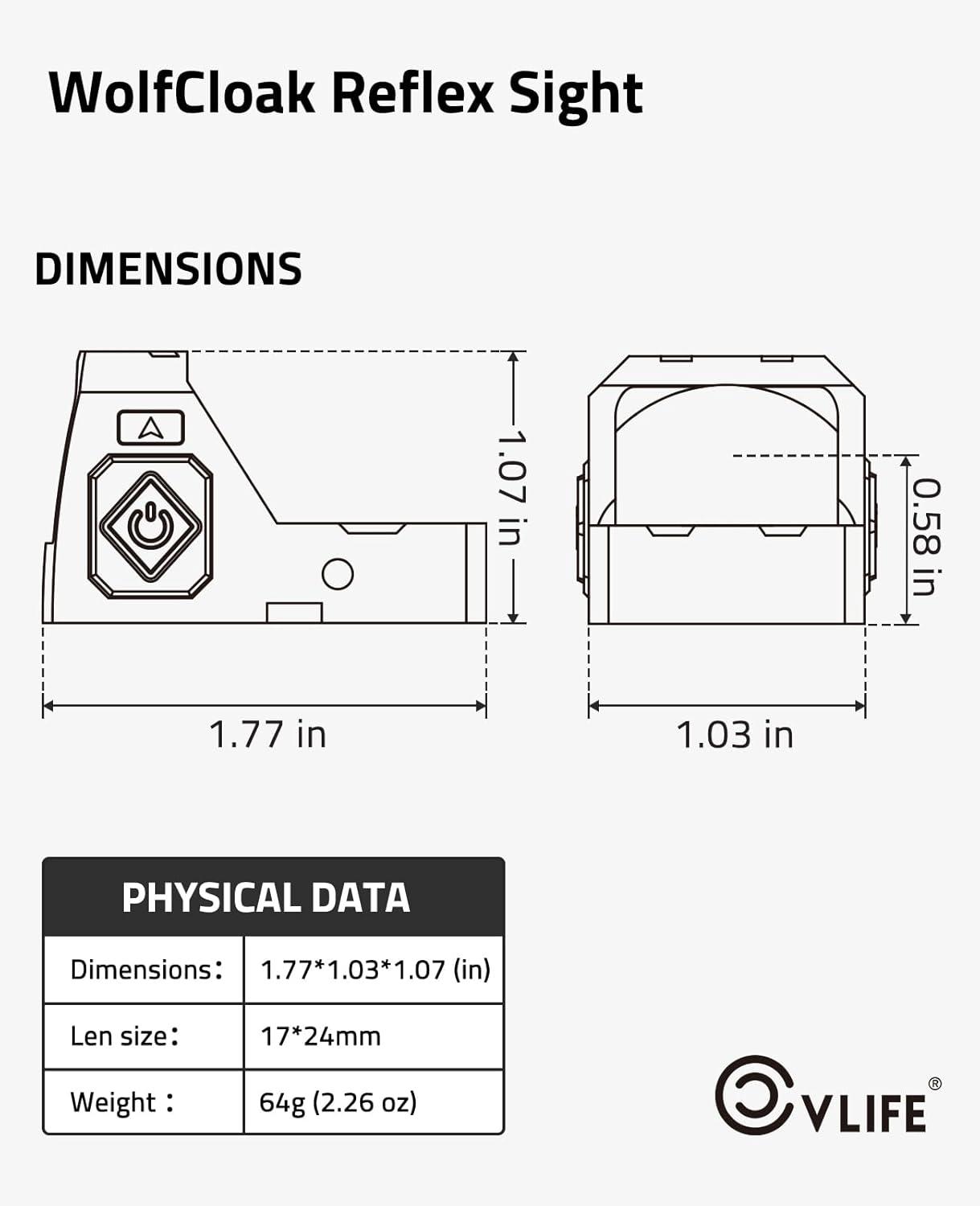 image:imageCVLIFE WolfCloak Motion Awake 2MOA RedGreen Dot Scope for RMR Cut Footprint Shockproof and Waterproof Red Dot Sight Open Reflex Optics with Adapter Plate for MOS and 21mm Picatinny BaseRed Dot