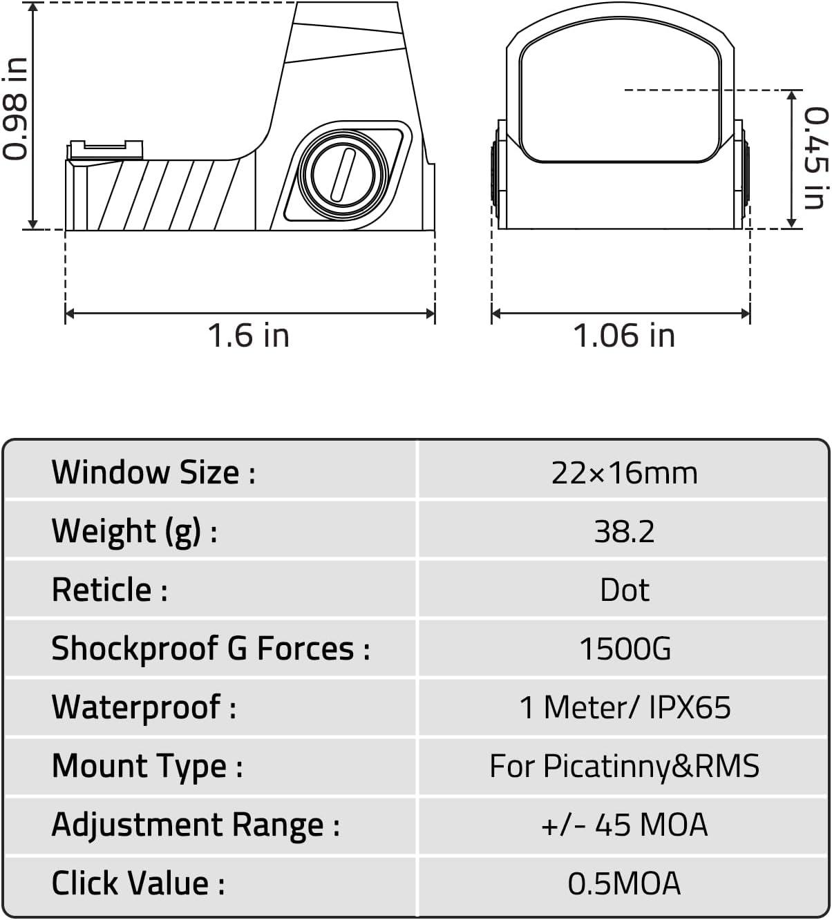 image:imageCVLIFE WolfCovert M01 Motion Awake Red Dot SightCompatible with RMSRMSC 3MOA Red Dot Open Reflex Sight Compact Shockproof IPX6 Waterproof with Adapter Plate for MOS 21mm Picatinny BaseGreen Dot