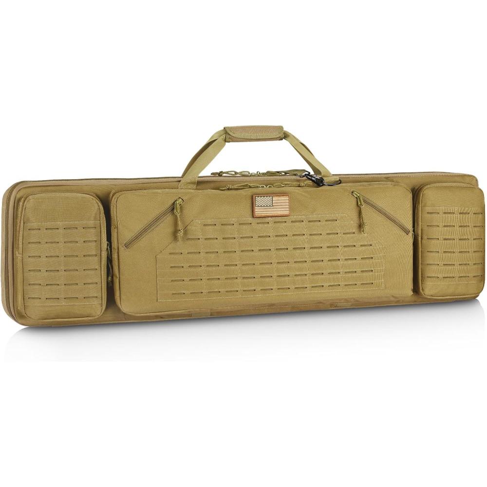image:image42 Soft Rifle Case Rifle Bag Double Long Gun Bag Gun Case Rifle Backpack with Backpack Strap Lockable Zipper Crossbody Strap for Outdoor Hunting Shooting Flat Dark Earth
