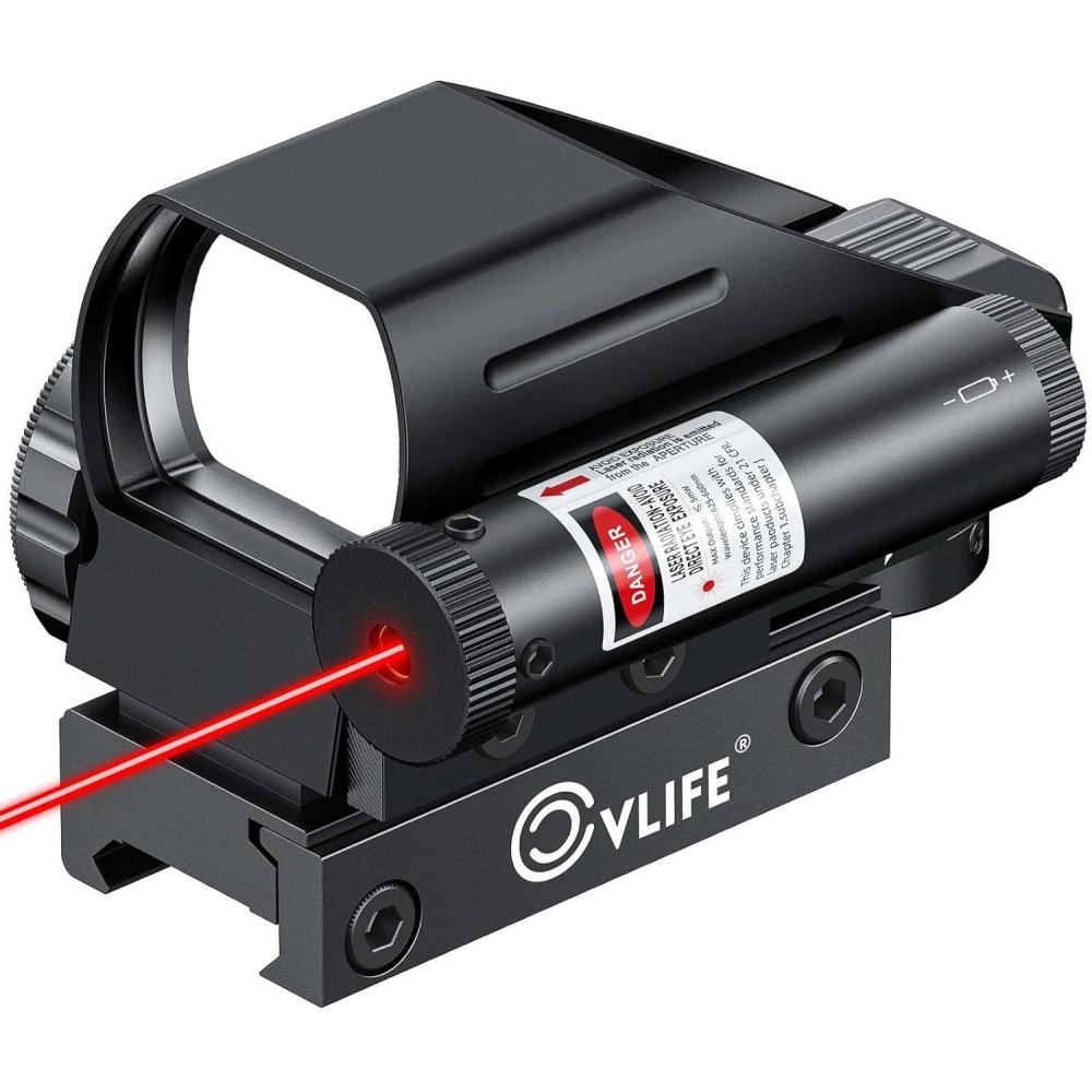 image:imageCVLIFE 1x22x33 Reflex Sight Red and Green 4 Reticle Dot Sight with 2mW Red Sight Laser