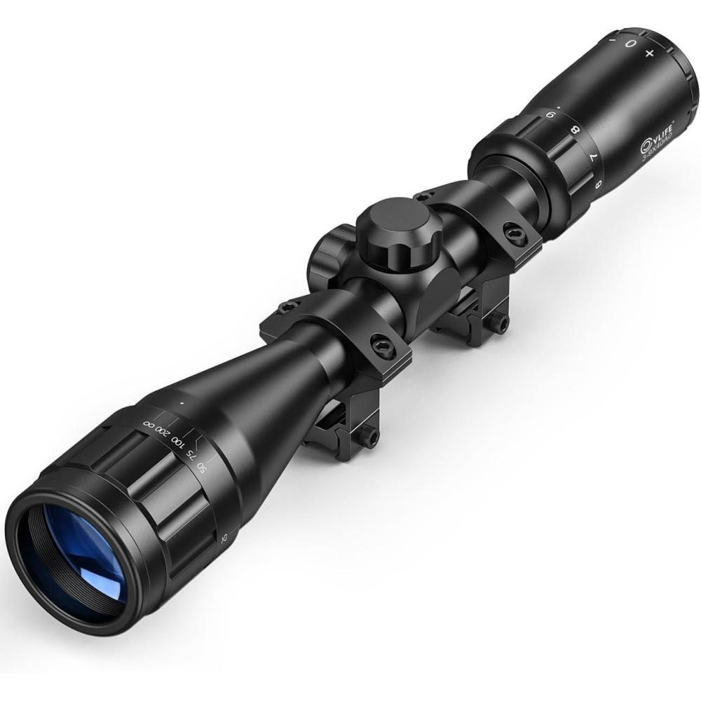 image:imageCVLIFE 39x40AO Rifle Scope Optics R4 Reticle Crosshair Scope with Mounts11mm Dovetail