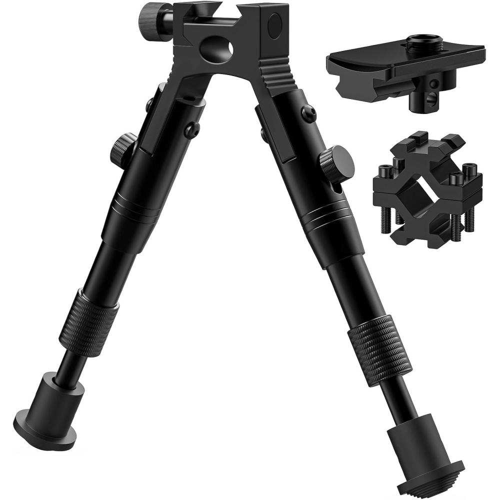 image:imageCVLIFE 3in1 Riflebipod Clampon Bipod with Swivel Stud Adapter and Barrel Clamp Adapter Adjustable Height from 63 to 7 Inches