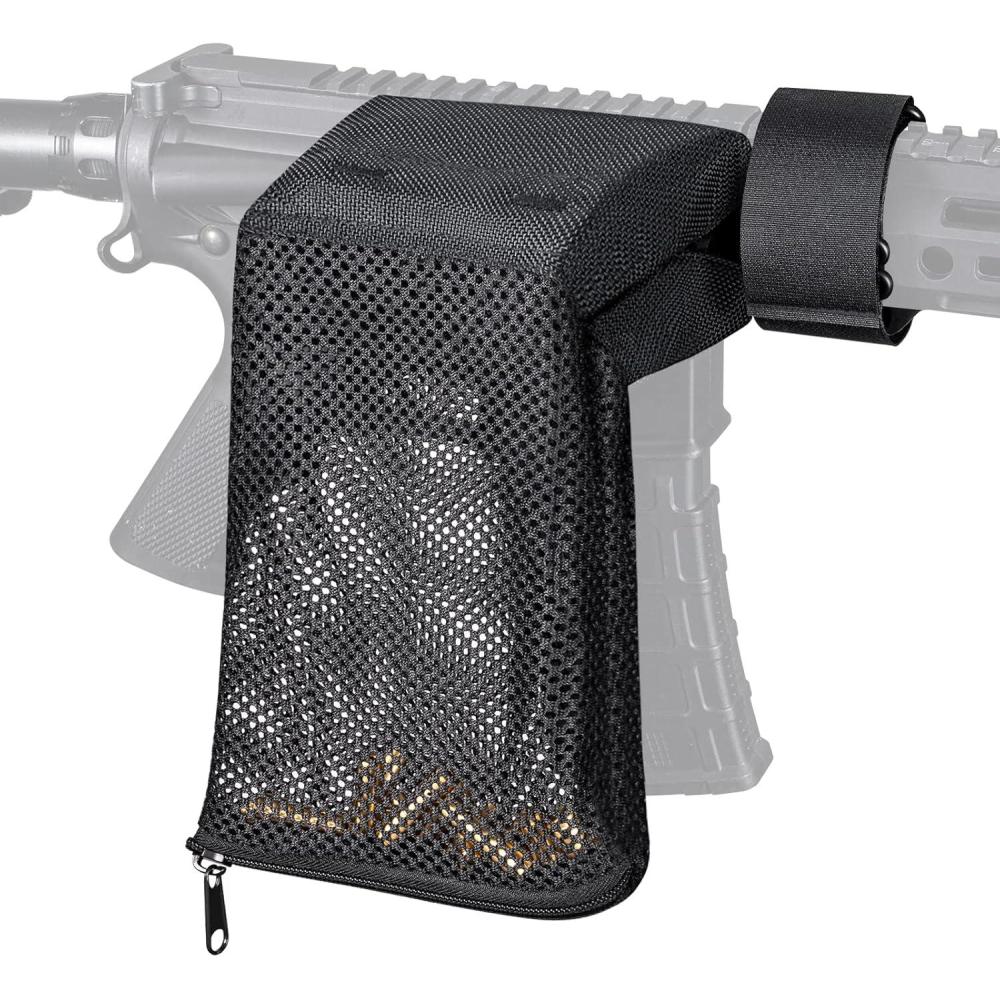 image:imageCVLIFE Brass Shell Catcher Cartridge Collector Mesh Heat Resistant Padded Mesh Brass Casing Catcher with Zippered Bottom Quick Release Brass Catcherblack