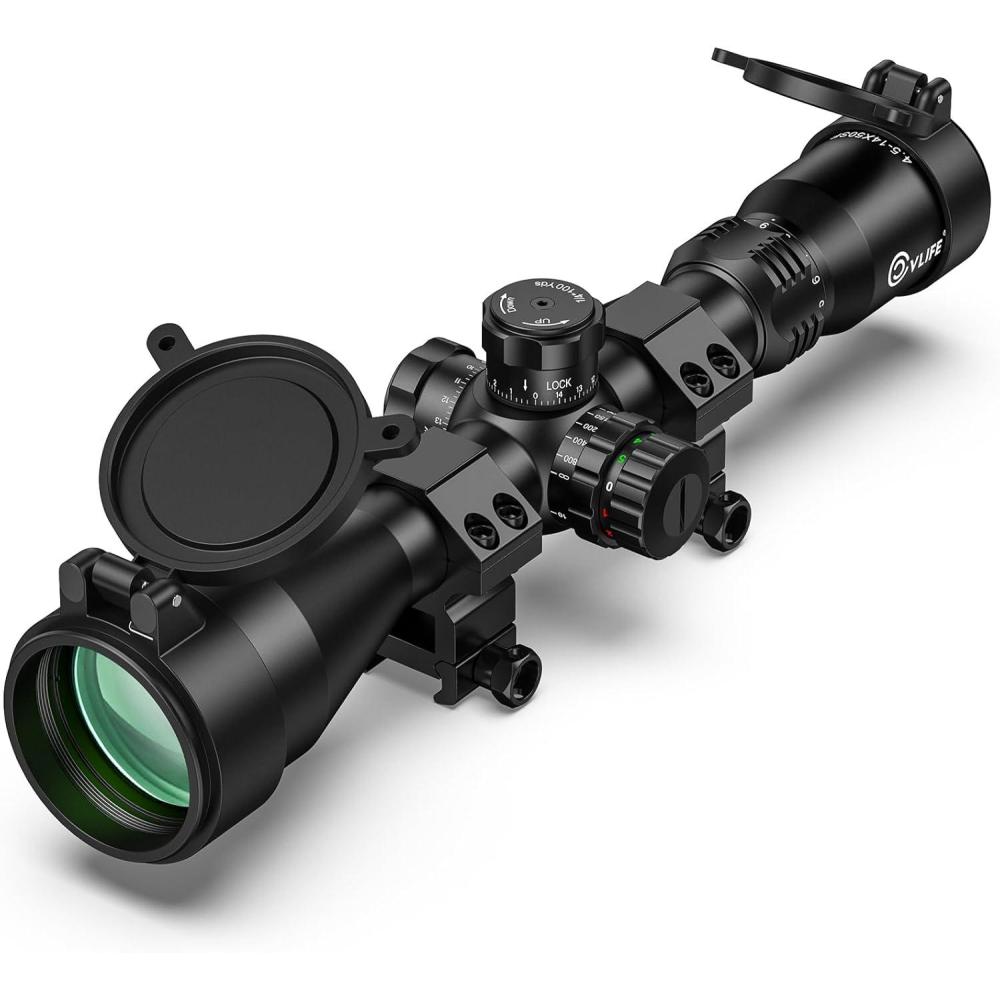 image:imageCVLIFE EagleFeather F02 Rifle Scope with Side Focus Parallax Adjustment Illuminated MilDot Reticle 30mm Tube Long Range Rifle Scope for Hunting SFP Riflescope with 20mm Scope Rings4514x50
