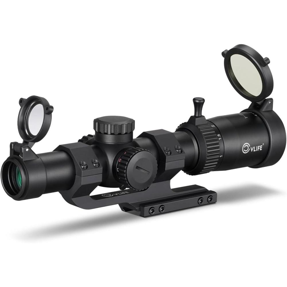 image:imageCVLIFE EagleFeather LPVO Rifle Scope with 30mm Cantilever Mount 5 Levels Red amp Green Illumination Reticle Second Focal Plane Scopes with Zero Reset16x24