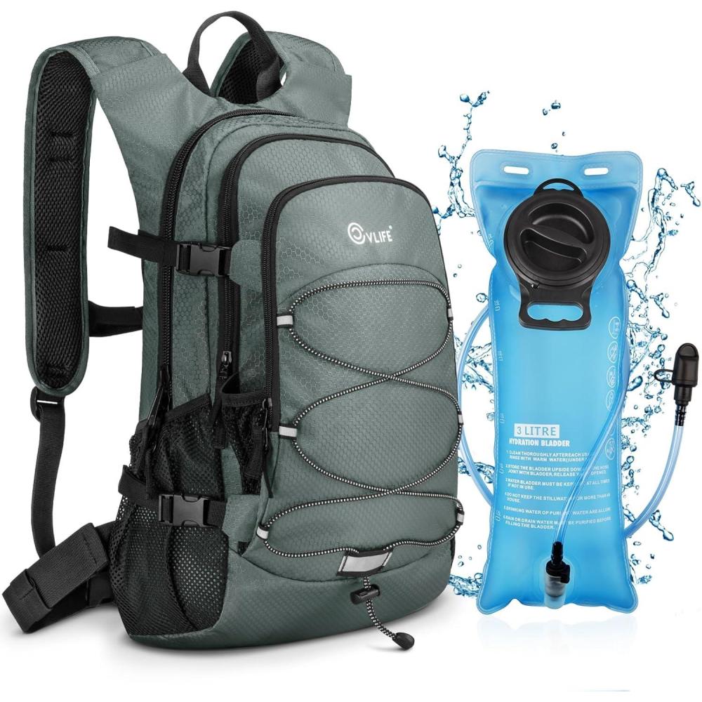 image:imageCVLIFE Hydration Backpack with 3L Water Bladder Hiking Water Backpack for Men Women Lightweight Insulation Hydration PackGrey