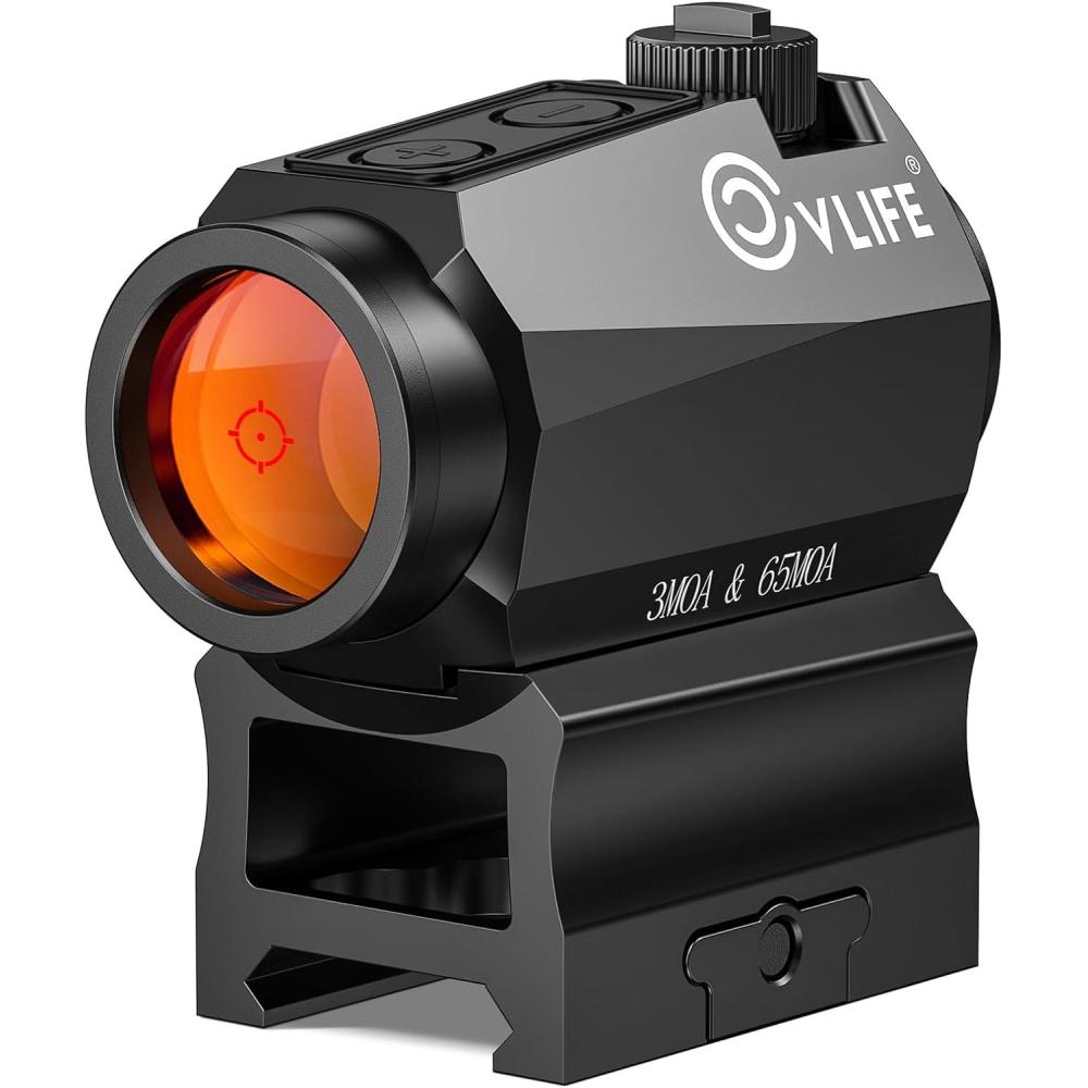 image:imageCVLIFE Multiple Reticle Red Dot Sight Motion Awake Red Dot amp Circle 1x20mm Optics Scope with Absolute CoWitness Riser and Low Mount for 21mm Picatinny IPX7 Waterproof amp Fogproof 50000H RuntimeBlack