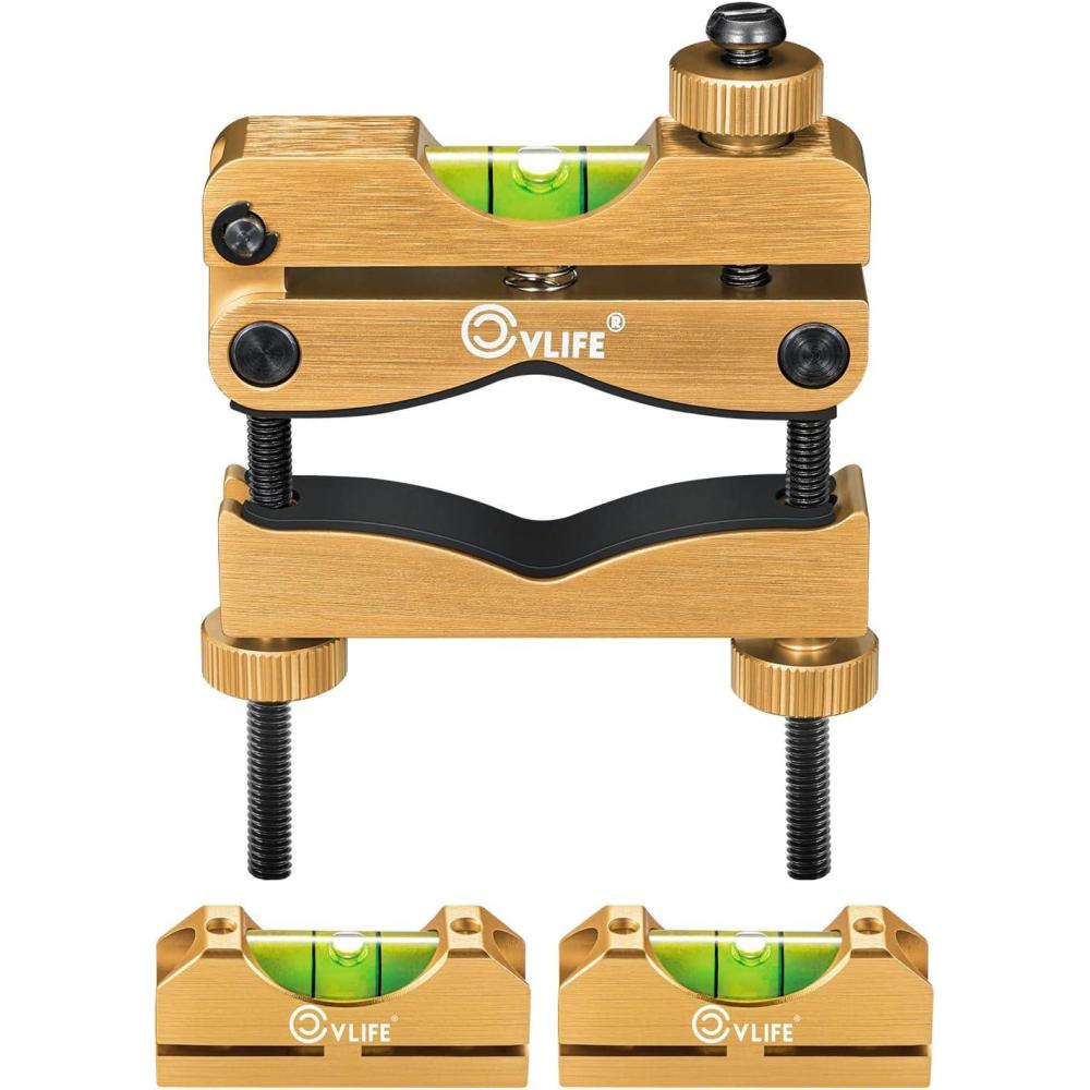 image:imageCVLIFE Professional Scope Leveling Kit Heavy Duty Scope Mounting Level with 2 Magnetic Universal Level Bubbles GoldGold