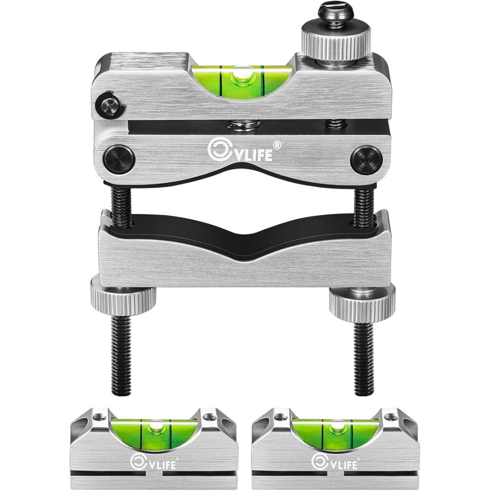 image:imageCVLIFE Professional Scope Leveling Kit Heavy Duty Scope Mounting Level with 2 Magnetic Universal Level Bubbles GoldSilver