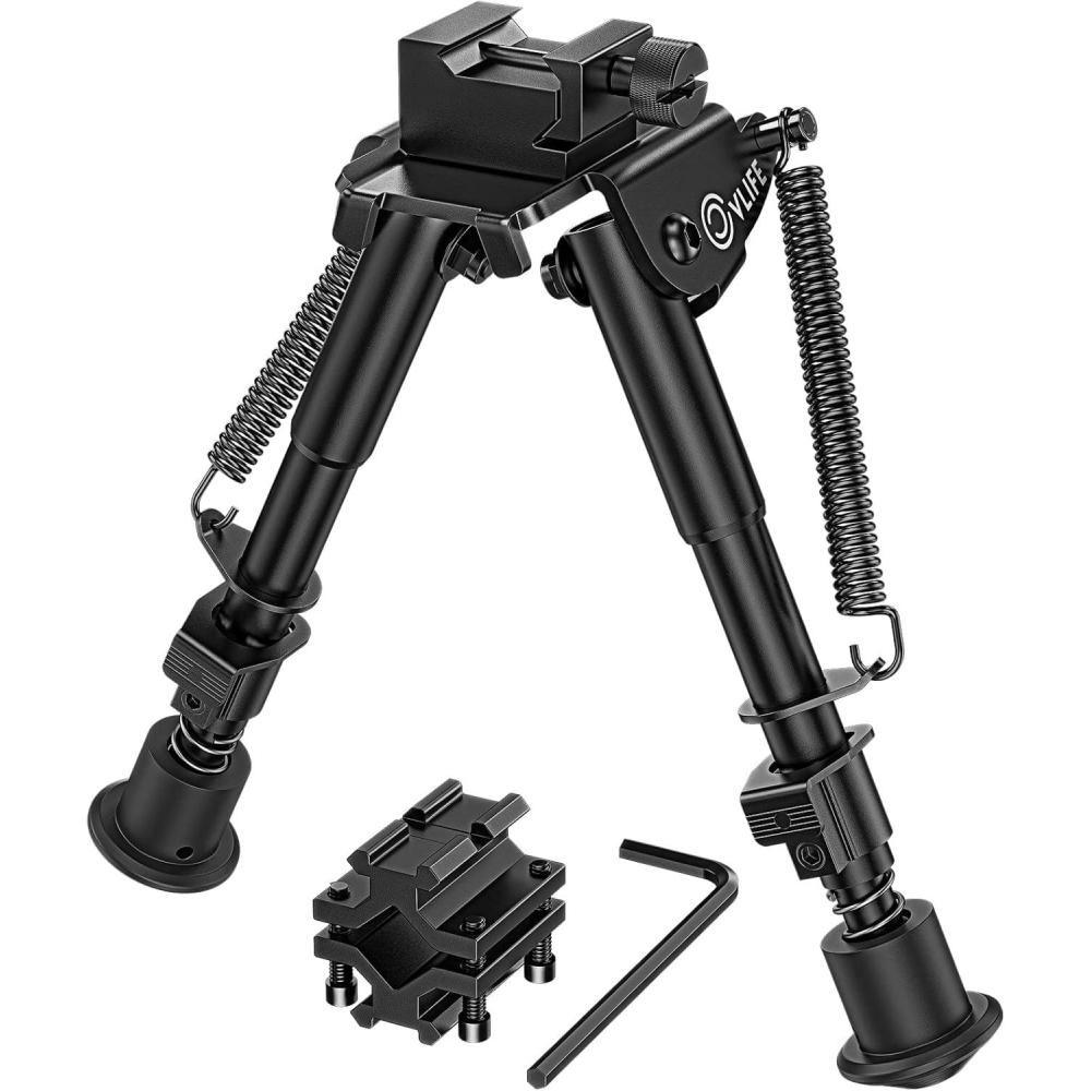 image:imageCVLIFE Rifle Bipod 6 to 9 inches Picatinny Bipod with Barrel Clamp Adapter amp Picatinny Rail Mount for Hunting and Shooting