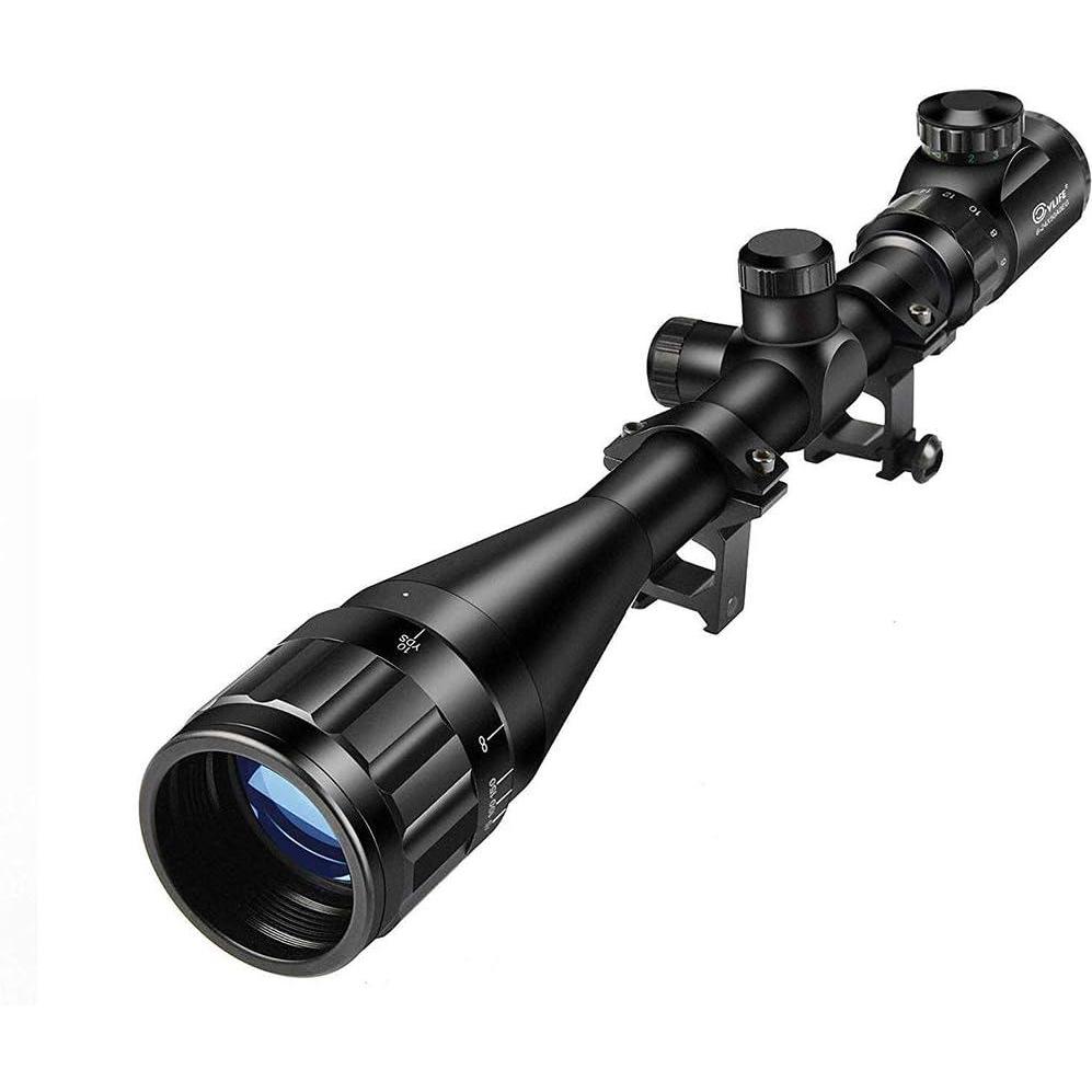 image:imageCVLIFE Rifle Scope 624x50 AO Red and Green Illuminated Long Range Scope for Hunting with Scope RingsBlue