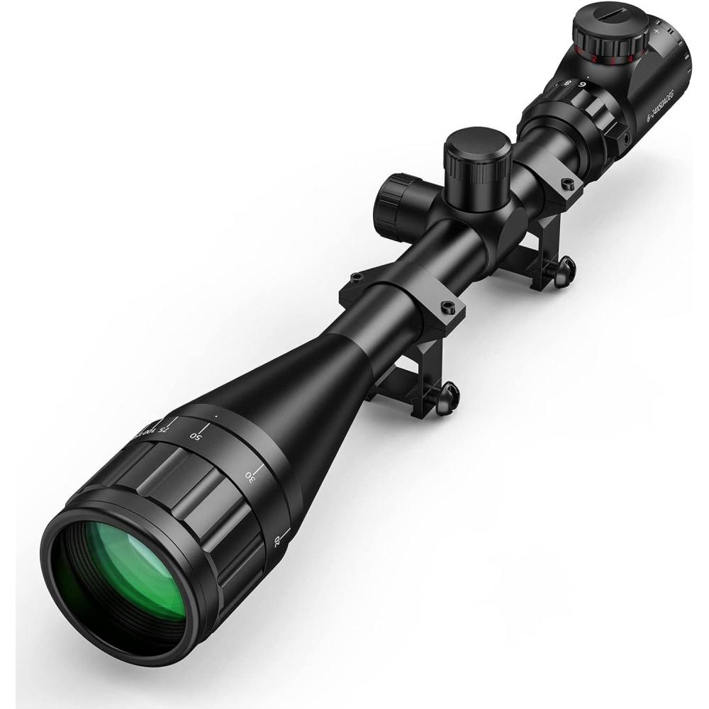 image:imageCVLIFE Rifle Scope 624x50 AO Red and Green Illuminated Long Range Scope for Hunting with Scope RingsGreen