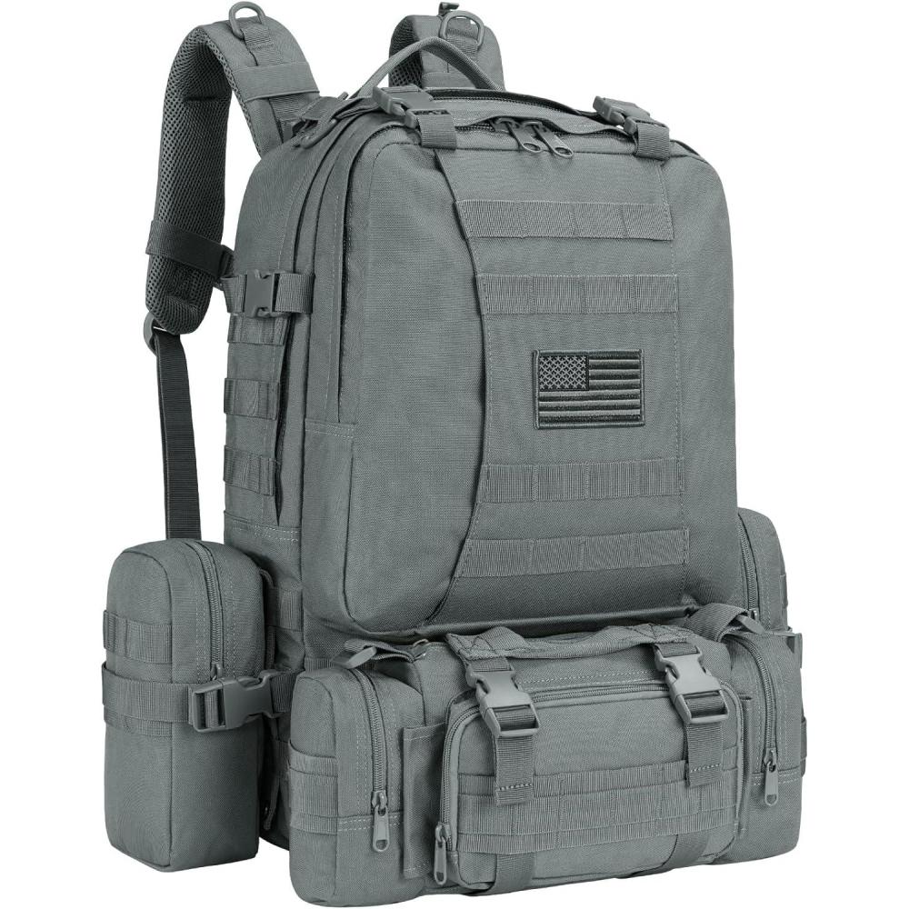 image:imageCVLIFE Tactical Backpack Military Army Rucksack 60L Large Assault Pack Detachable Molle BagGrey