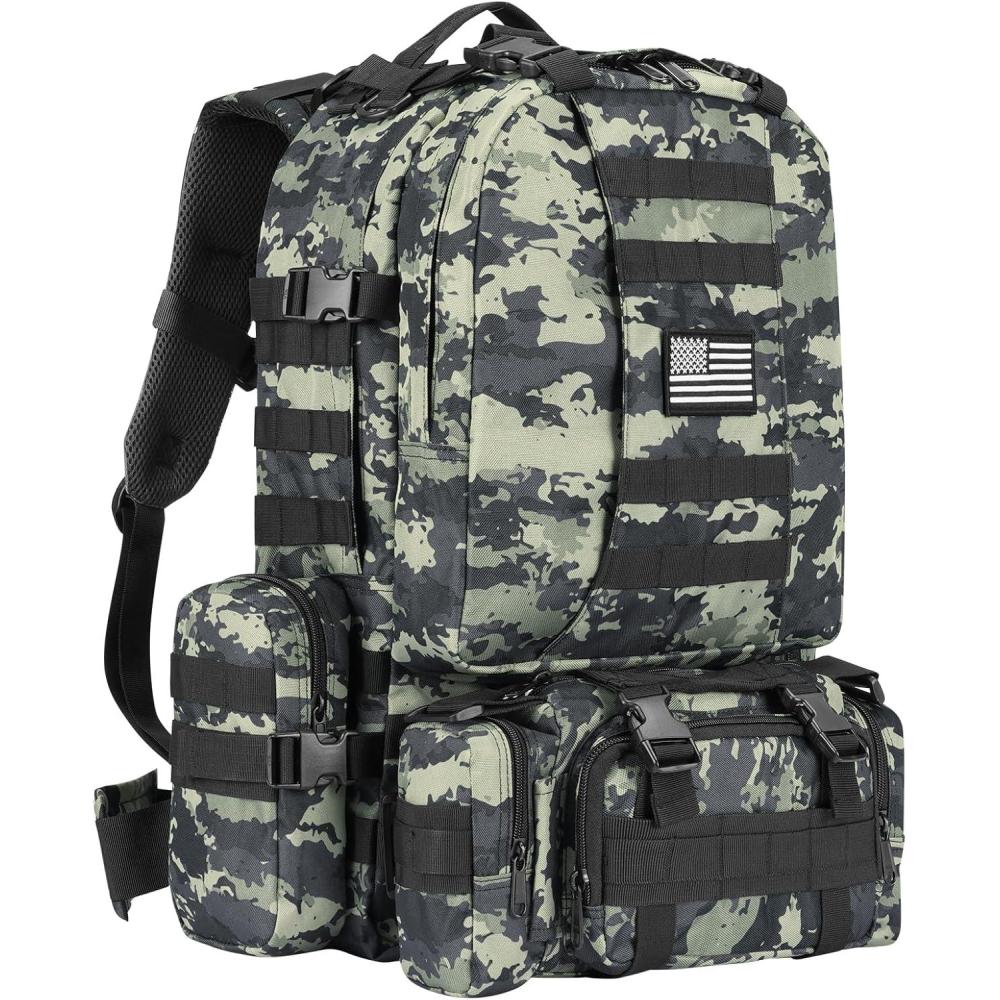 image:imageCVLIFE Tactical Backpack Military Army Rucksack 60L Large Assault Pack Detachable Molle BagShadowstand