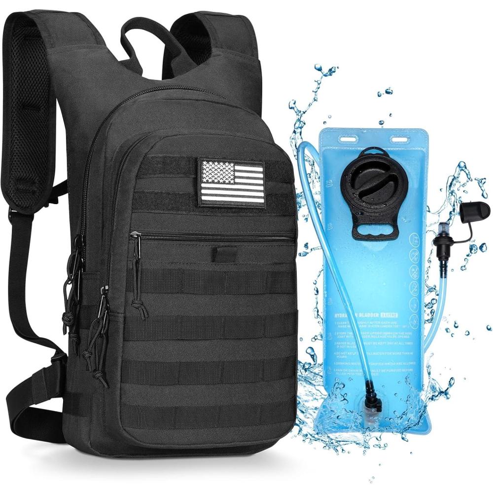 image:imageCVLIFE Tactical Hydration Backpack with 3L TPU Water Bladder Molle Lightweight Large Capacity Water Backpacks for Men Women Hydration Water Pack for Hiking Hunting Camping and Running Black