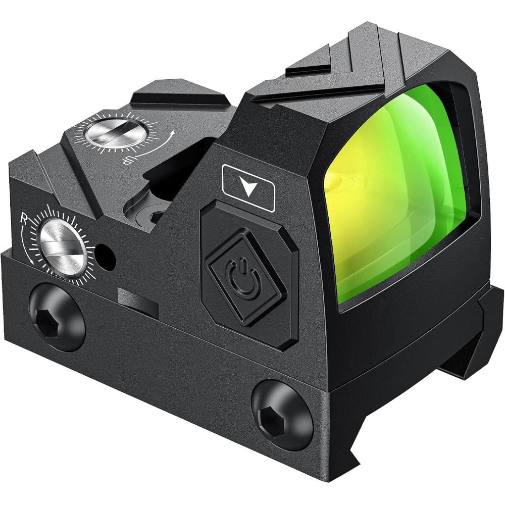 image:imageCVLIFE WolfCloak Motion Awake 2MOA RedGreen Dot Scope for RMR Cut Footprint Shockproof and Waterproof Red Dot Sight Open Reflex Optics with Adapter Plate for MOS and 21mm Picatinny BaseGreen Dot