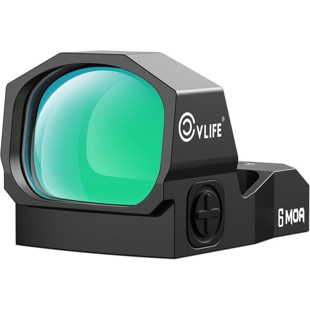 image:imageCVLIFE WolfCovert Motion Awake 6 MOA Pistol RedGreen Dot Sight for RMR 11 Large Lens Red Dot Scope for FullSized Pistols Open Reflex Optics Sight with Adapter for MOS amp 21MM PicatinnyGreen Dot