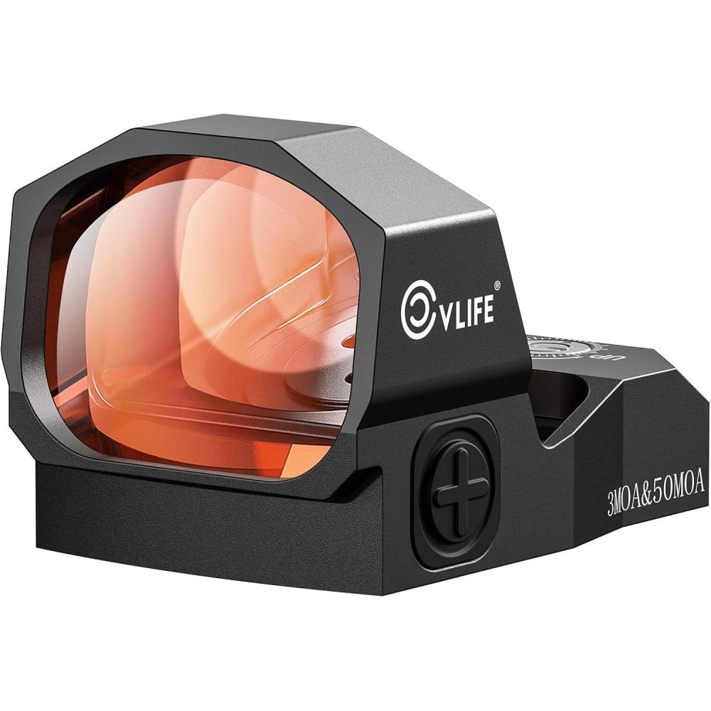 image:imageCVLIFE WolfCovert X S01 Competition Multiple Reticle Red Dot 3 MOA Dot amp 50 MOA Circle Optic 28mm Large Len Motion Awake Red Dot for RMR Open Reflex Optic with Adapter Plate for MOS amp Picatinny