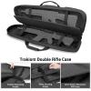 36″ Soft Rifle Case Rifle Bag, Double Rifle Backpack, Long Gun Bag Gun Case with Lockable Zipper and Molle System for Hunting Shooting, Black