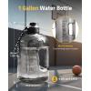 CVLIFE 1 Gallon Water Bottle with Handle, Large Gallon Water Jug with Strap, Big Sports Bottle for Gym, Reusable Black Water Container, 128 oz, Leak Proof, BPA Free