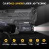 CVLIFE 600 Lumens Pistol Light Laser Combo – Rechargeable Slide Rail Gun Light Compatible with Glock and Picatinny Rail. Pistol Flashlight with Green Laser for Home Defense(Red Laser Light Combo)
